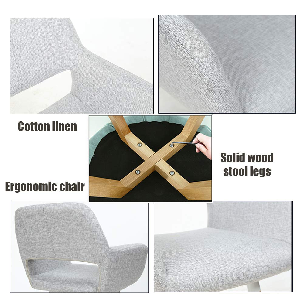 Mid Century Modern Dining Chairs - Comfortable Upholstered Kitchen Chairs with Solid Wood Legs, Lounge & Accent Arm Chairs for Restaurant, Pub, Cafe, Living Room & Hotel - Perfect for Dining, Relaxing & Interior Decor