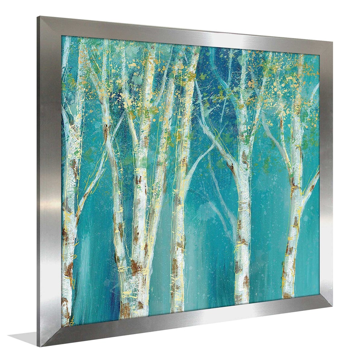 Birch on Blue II Square Art Print by Nan - Modern Acrylic Wall Decor for Living Room, Bedroom & Office