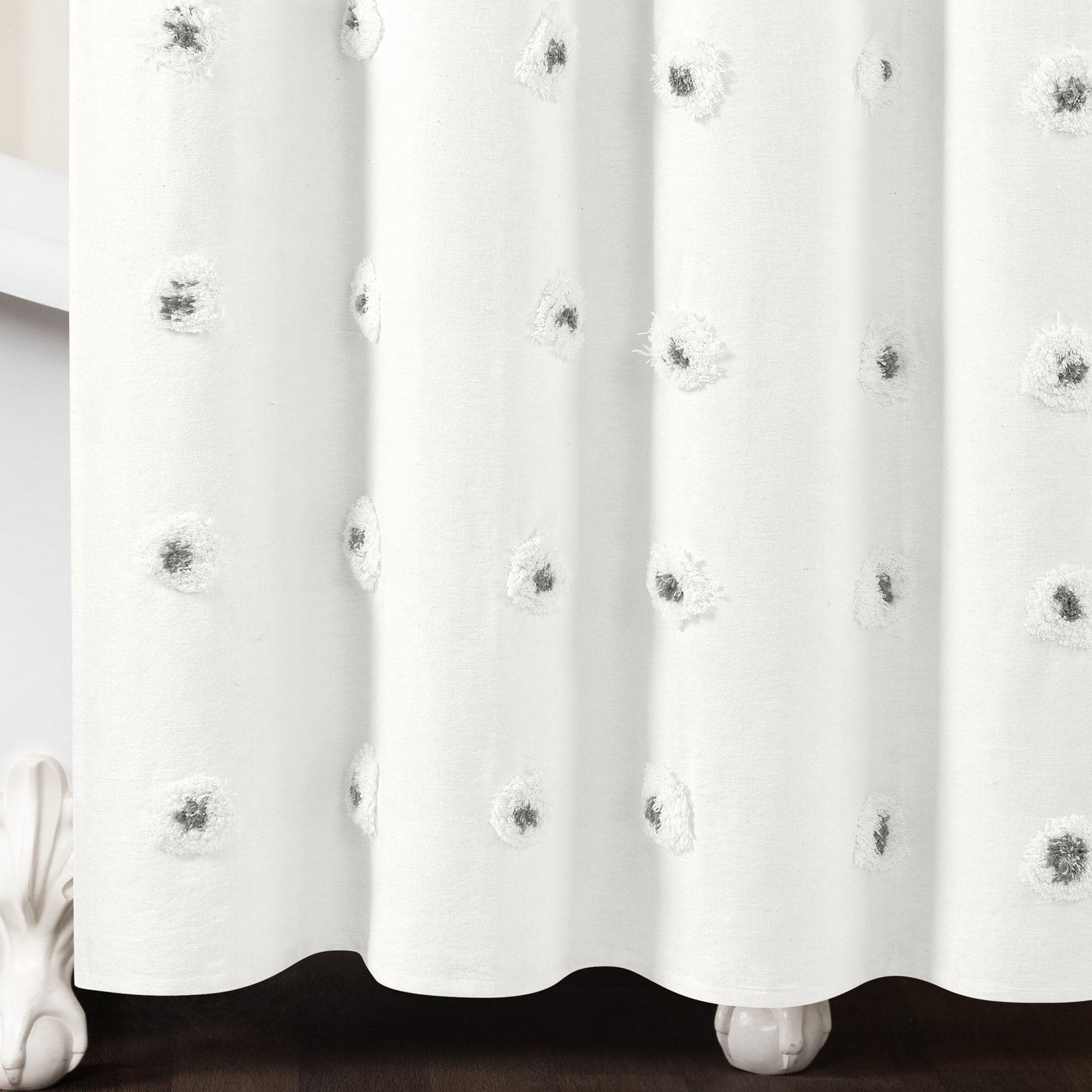 Boho Circle Tufted Yarn Dyed Recycled Cotton Blend Shower Curtain - Waterproof Bathroom Decor for Boho Chic & Farmhouse Style Homes