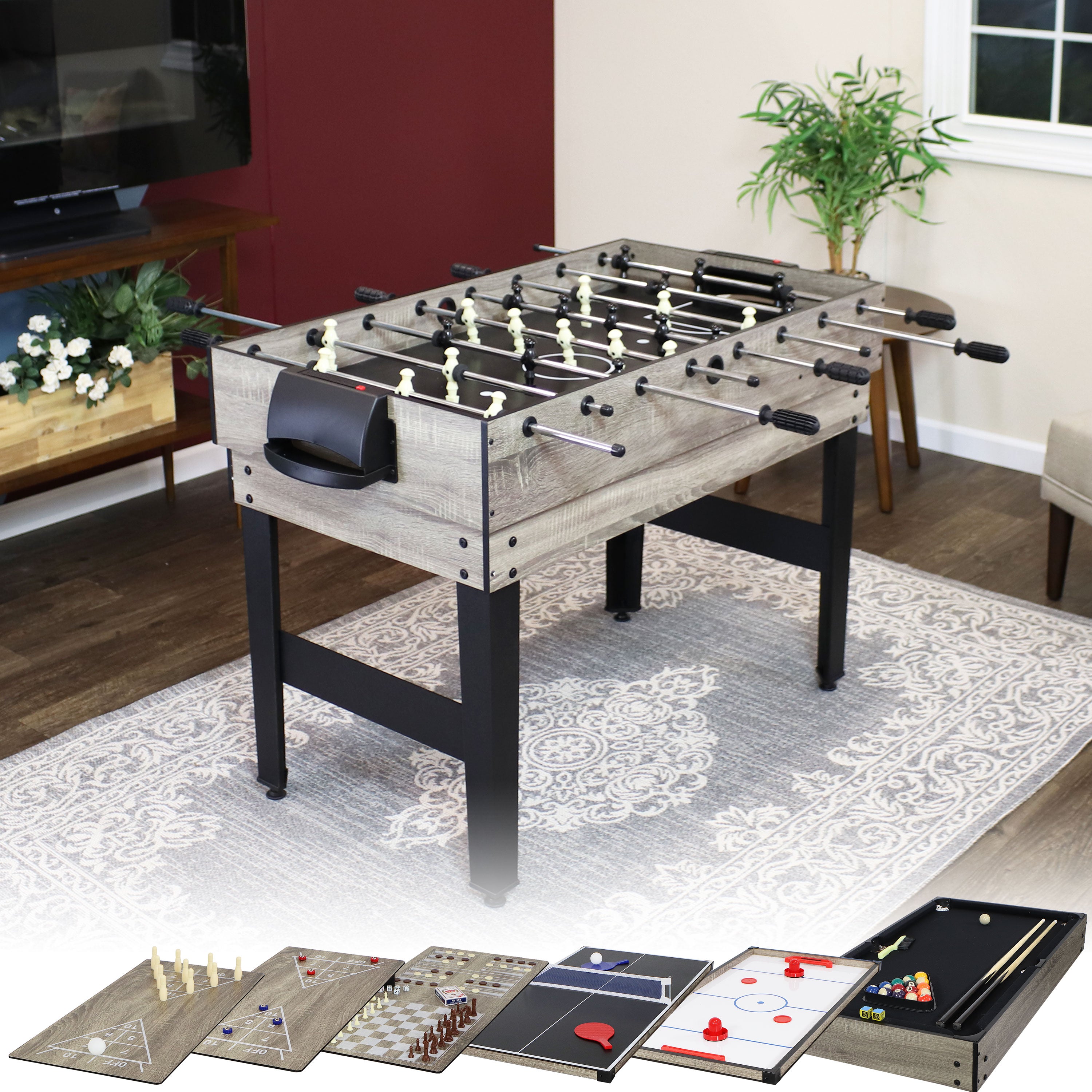 10-in-1 Multi Game Table Set for Indoor & Outdoor Fun - 49.5 Inch Classic Board Games Collection - Perfect for Family Game Nights, Parties, and Backyard Entertainment