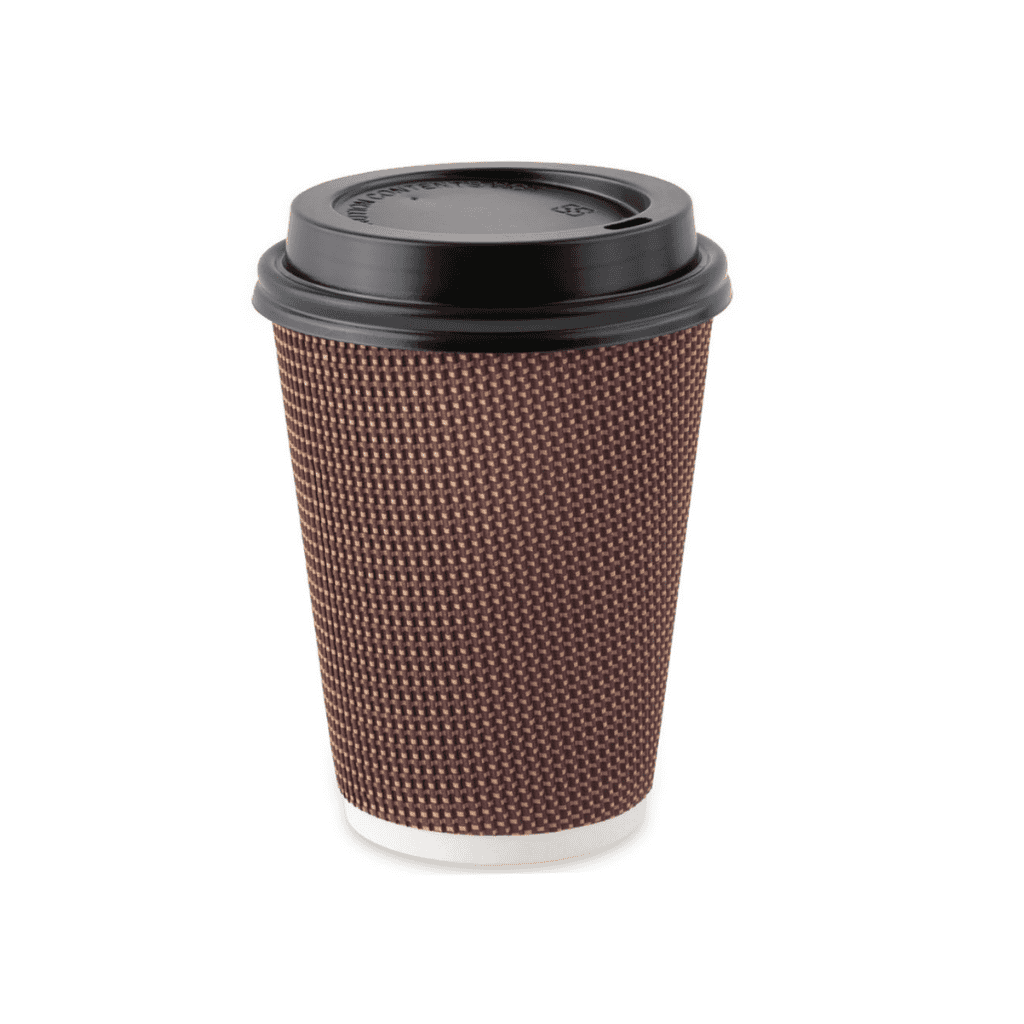Eco-Friendly Insulated Ripple Brown Paper Coffee Cups with Lids - 12oz/16oz Hot & Cold Drink Containers for Coffee Shops, Offices, and Takeout