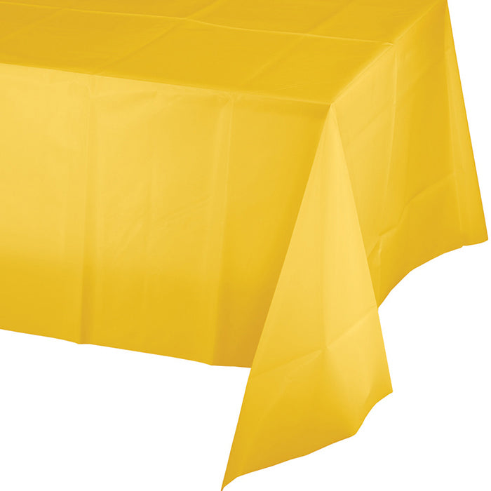 12-Pack Bulk Disposable Plastic Table Covers - School Bus Yellow - Perfect for Classroom Parties, School Events & Birthday Celebrations