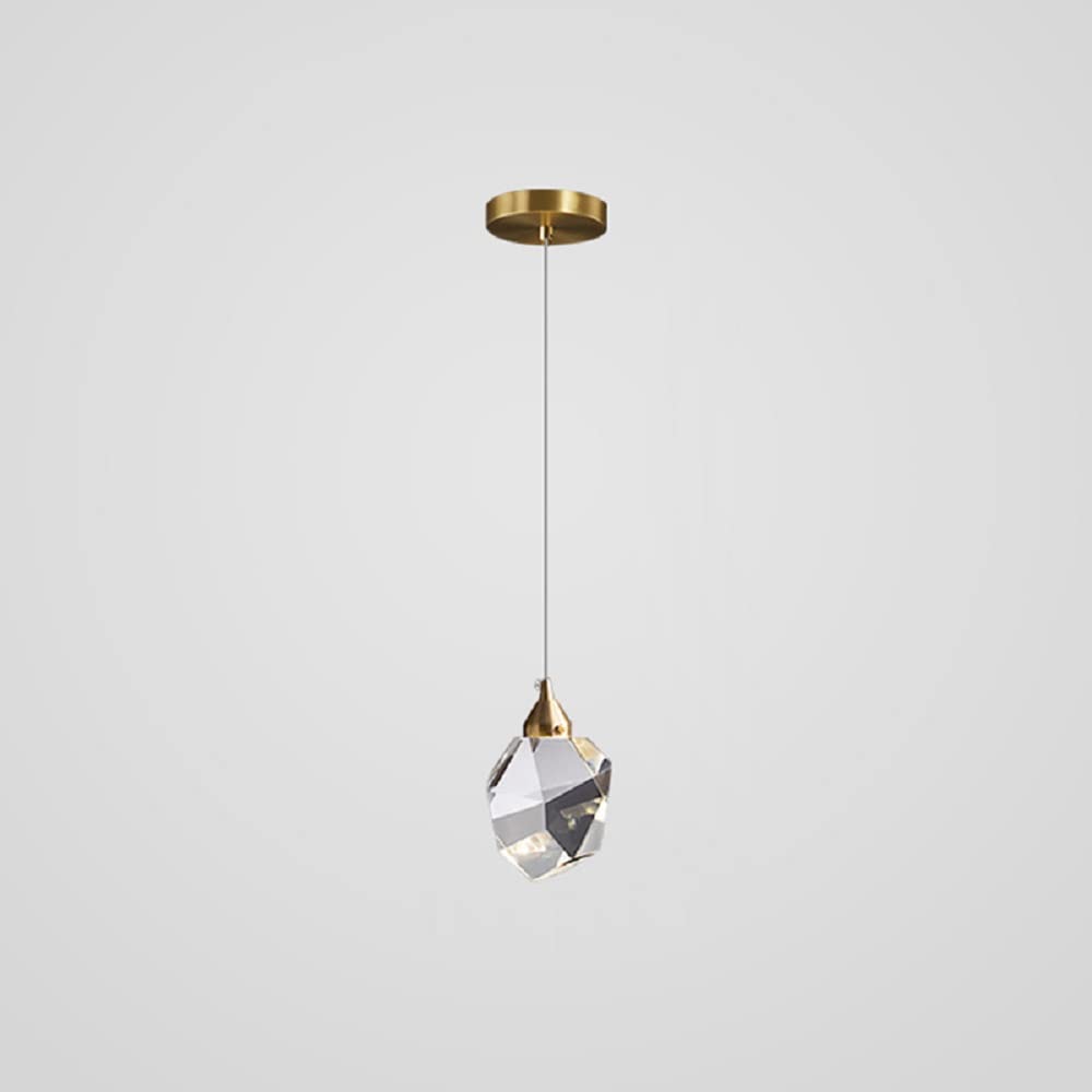 Modern Brass Finish Mini Crystal Pendant Light - 1-Light Ceiling Fixture for Living Room, Bar & Coffee Shop (Bronze) | Elegant Dining Room Lighting & Kitchen Island Decor