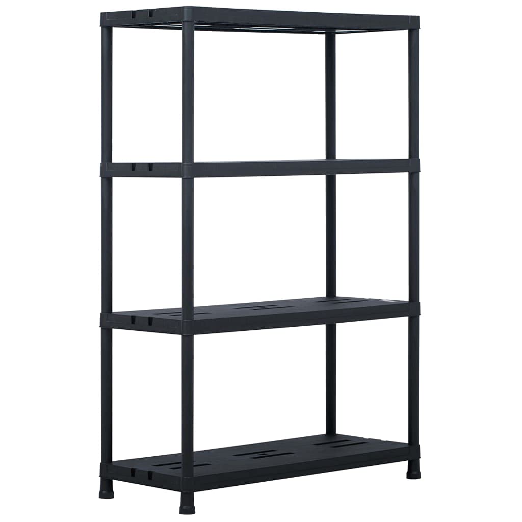 vidaXL 5-Tier Black Plastic Storage Shelf Rack - Heavy Duty Standing Organizer for Garage, Closet, Pantry & Home Organization - Multi-Size Options Available