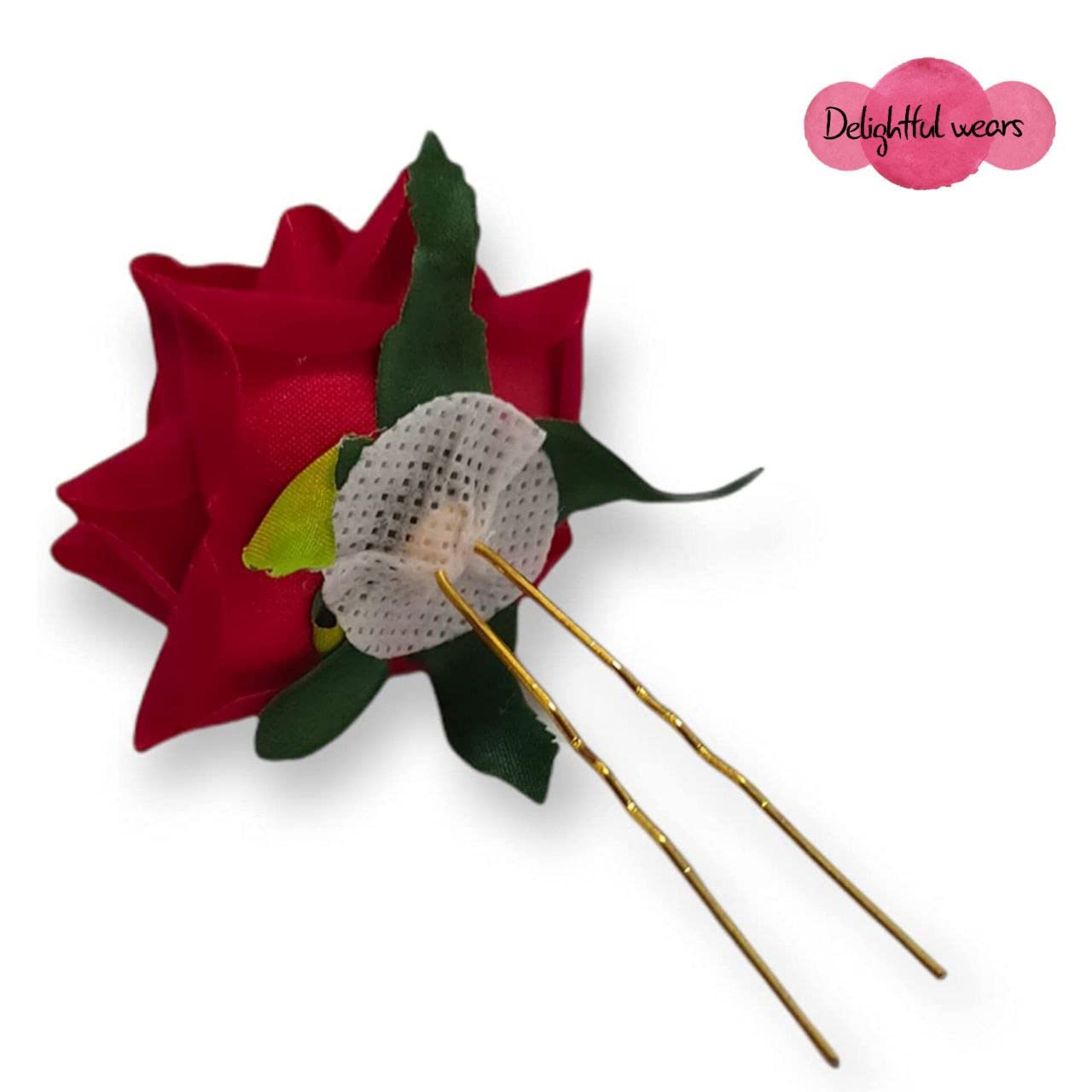 Red Rose Flower Hair Accessory Set for Women & Girls - Bridal Wedding Hair Bun & Jura Pin (Pack of 3) | Perfect for Weddings, Prom, Parties & Special Occasions