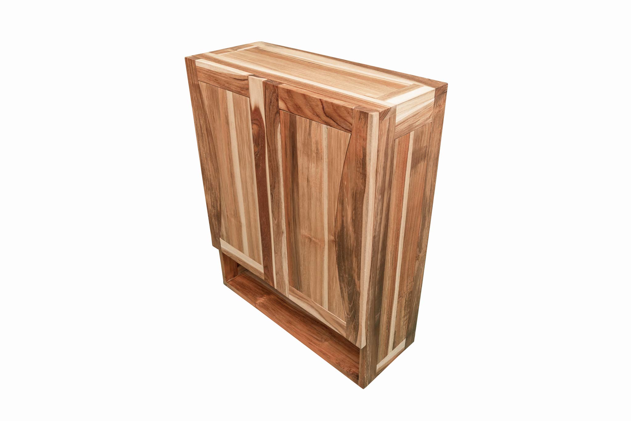 EcoDecors 100% Solid Teak Wood Hanging Wall Medicine Cabinet with Soft Close Doors - Natural Finish Bathroom Storage for Toiletries & Essentials | Perfect for Bathroom, Spa, or Salon Organization