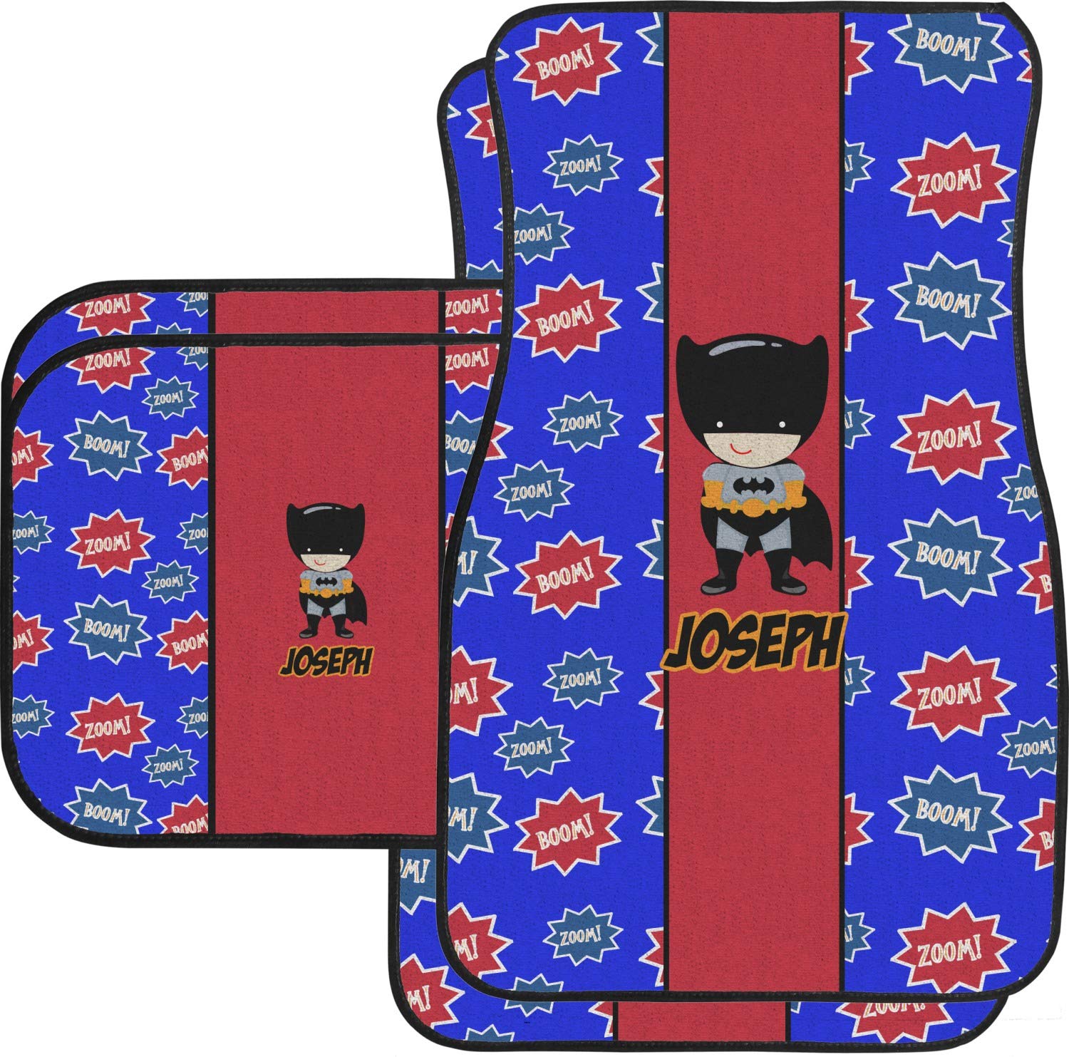 Custom Superhero Car Floor Mats Set - 2 Front & 2 Back Personalized with Your Name | Non-Slip All-Weather Protection for Cars, SUVs & Trucks | Perfect Gift for Superhero Fans & Car Enthusiasts