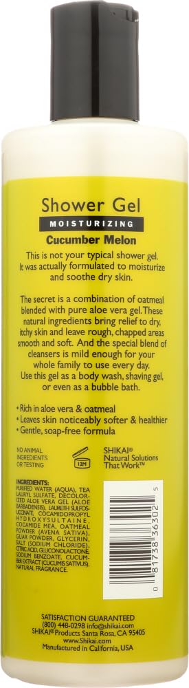 Shikai Cucumber Melon Shower Gel - Bulk Saver Pack (12x12 Fl Oz) | Moisturizing Body Wash for Dry Skin, Refreshing Bath & Shower Gel for Spa-Like Experience at Home