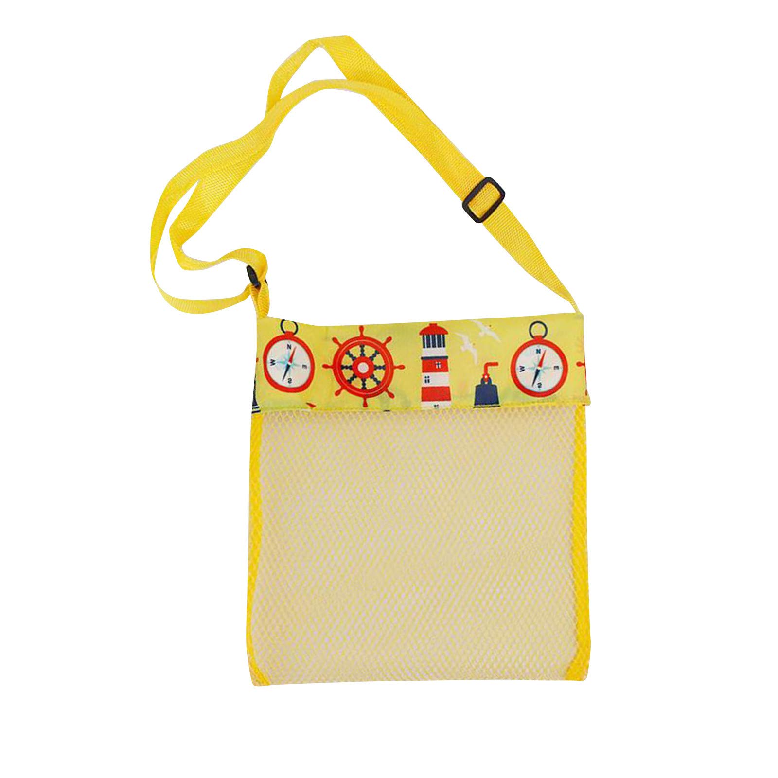 Colorful Mesh Candy Bags for Kids - Beach Toy Storage & Snack Organizer, Small Crossbody Bag (Yellow, Size S) - Perfect for Beach Trips, Pool Parties & Kids' Outdoor Activities