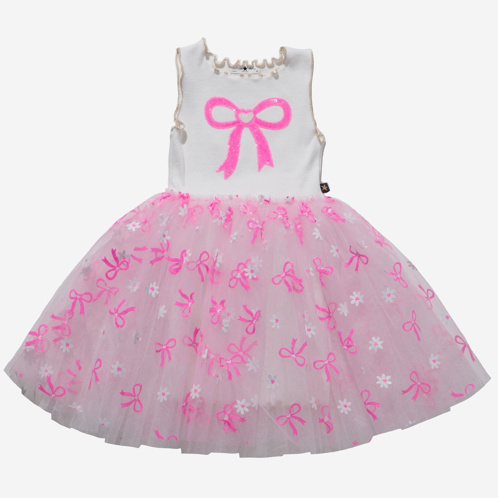 Petite Hailey Bow Tutu Dress in Pink | Girls' Formal Party Dress for Birthday, Wedding & Special Occasions