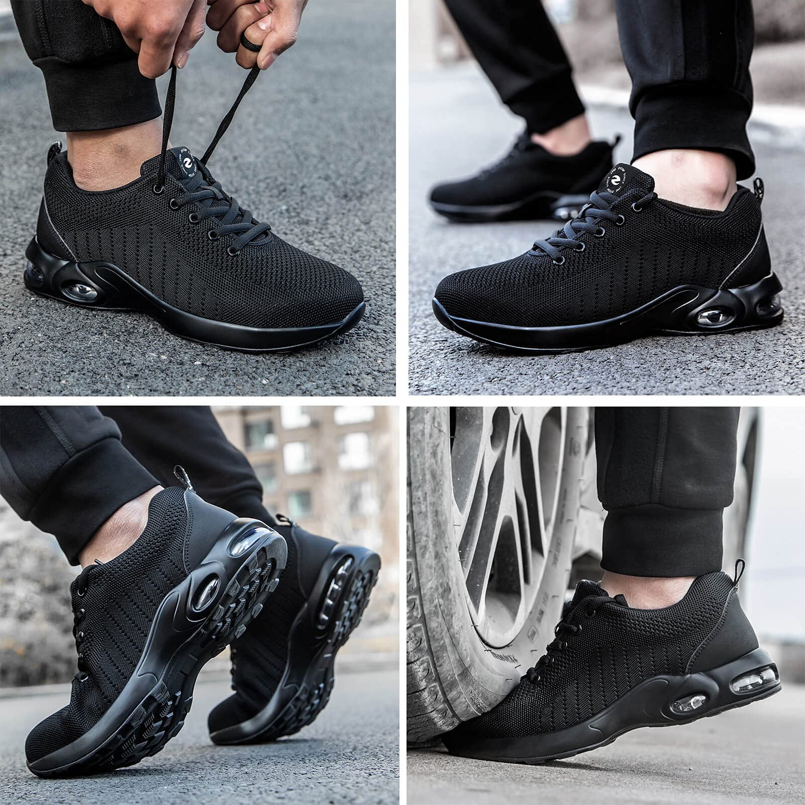 **Men's & Women's Steel Toe Safety Shoes - Lightweight Air Cushion Work Sneakers with Anti-Smash, Anti-Puncture & Slip-Resistant Design - Breathable Construction Shoes for Shock Absorption & Durability - Ideal for Construction, Warehouse & Industrial Work**