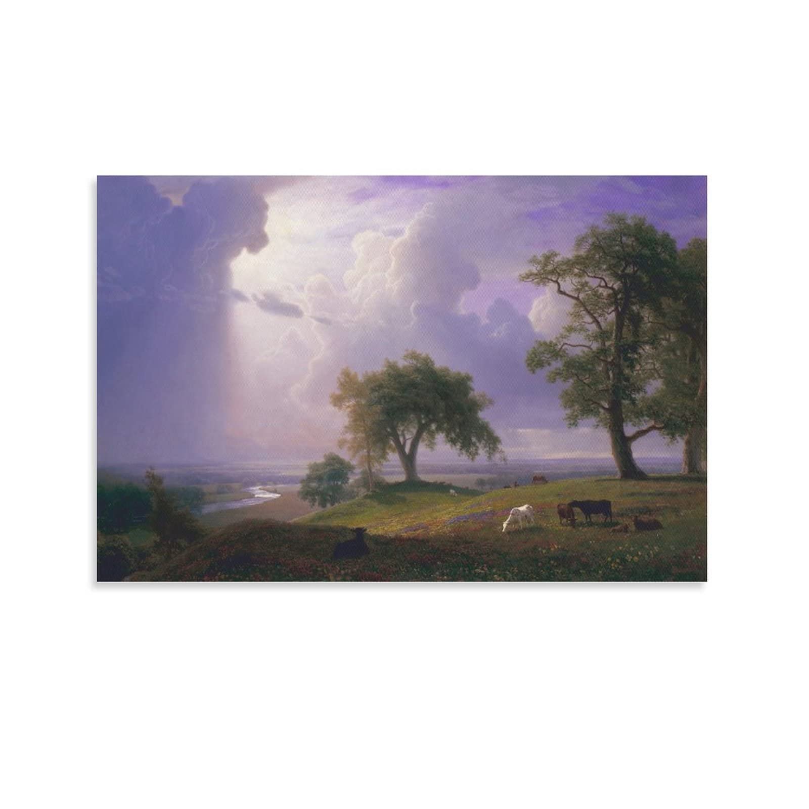 Albert Bierstadt California Spring Landscape Painting Poster - Hudson River School Art Print - 12x18 inch (30x45cm) Canvas Wall Art for Living Room & Bedroom Decor - Perfect for Home, Office, and Gallery Display