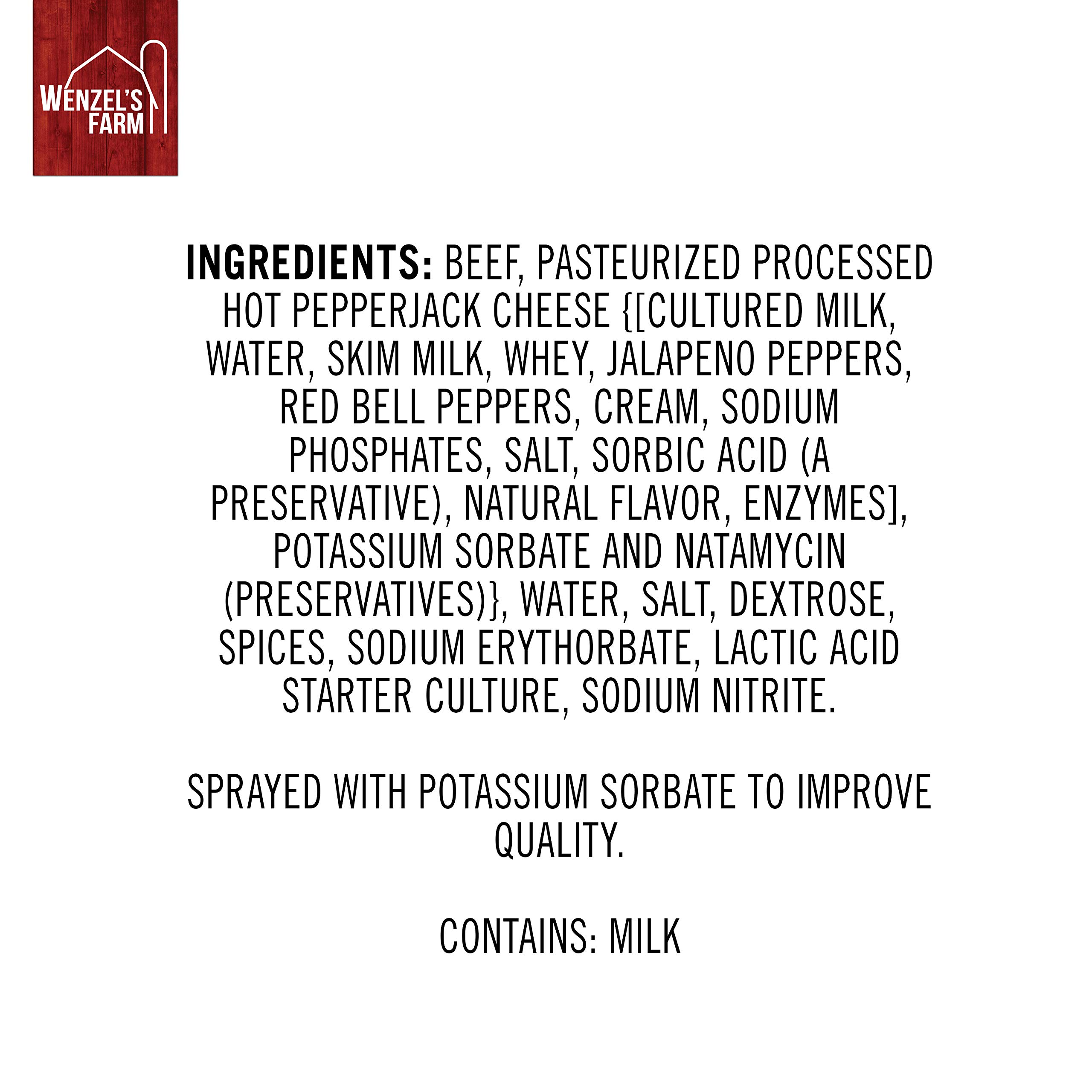 Wenzel’s Farm Beef & Pepperjack Cheese Sticks | Natural Smoked Snack | High Protein, Low Carb, Gluten Free | No MSG, Fillers or Binders | 16 Sticks (8 Packs of 2) | Perfect for Keto Diet, Hiking, Camping & On-the-Go Snacking