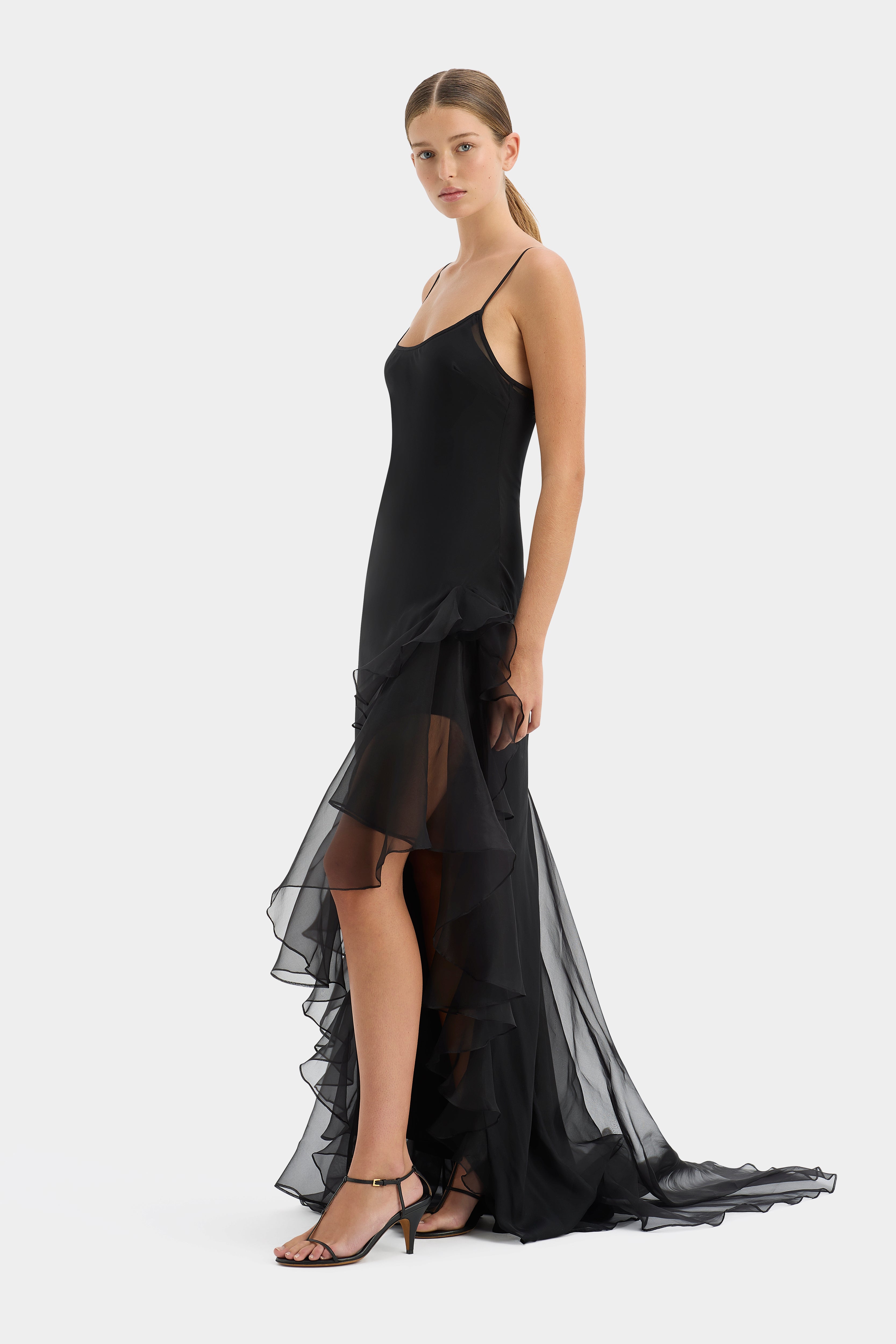 Elegant Sage Green Flounce Gown for Women - Perfect for Weddings, Parties & Special Occasions