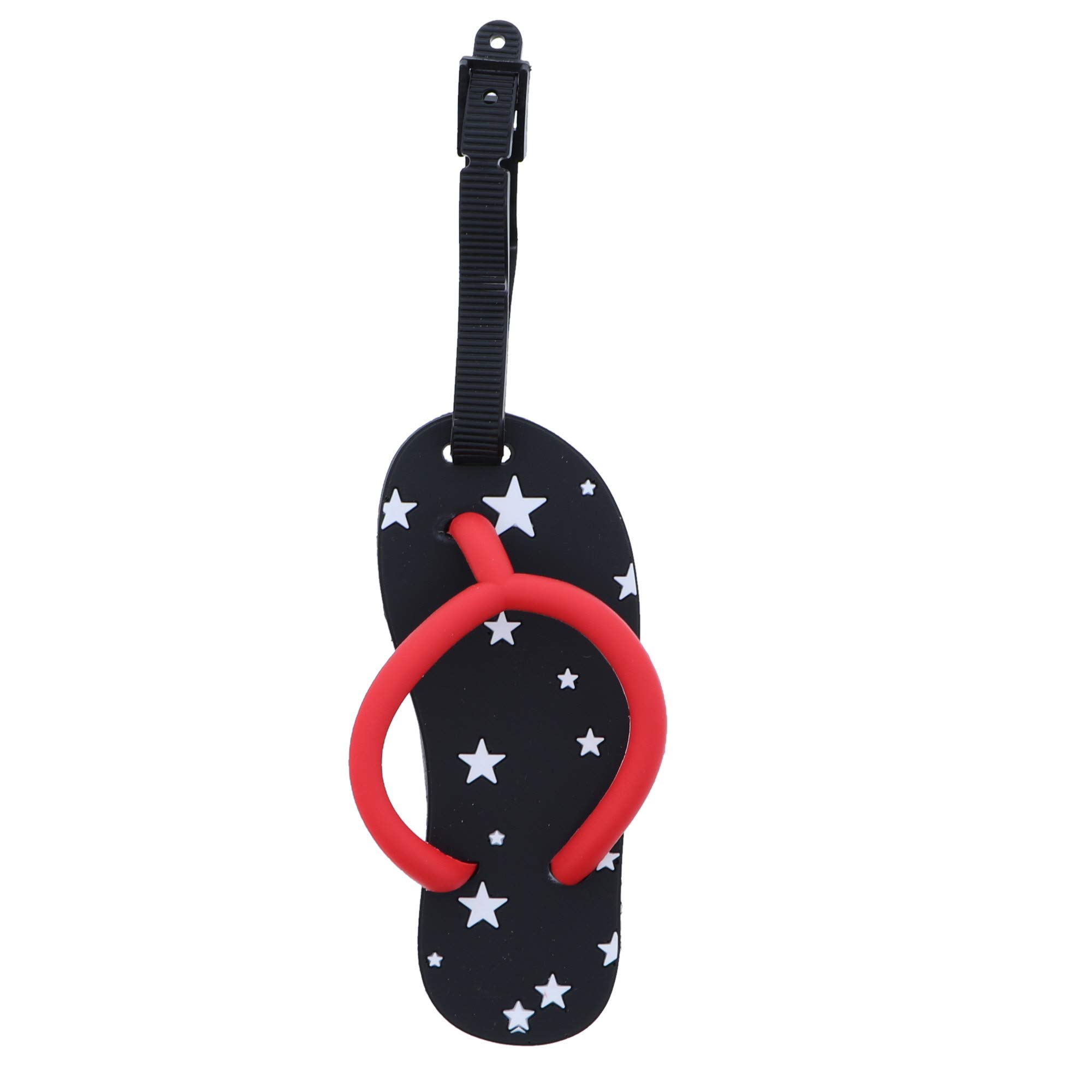 Summer Vacation Luggage Tag Suitcase ID - Black Flip Flop Design | Durable Travel Accessory for Beach Trips & Tropical Getaways