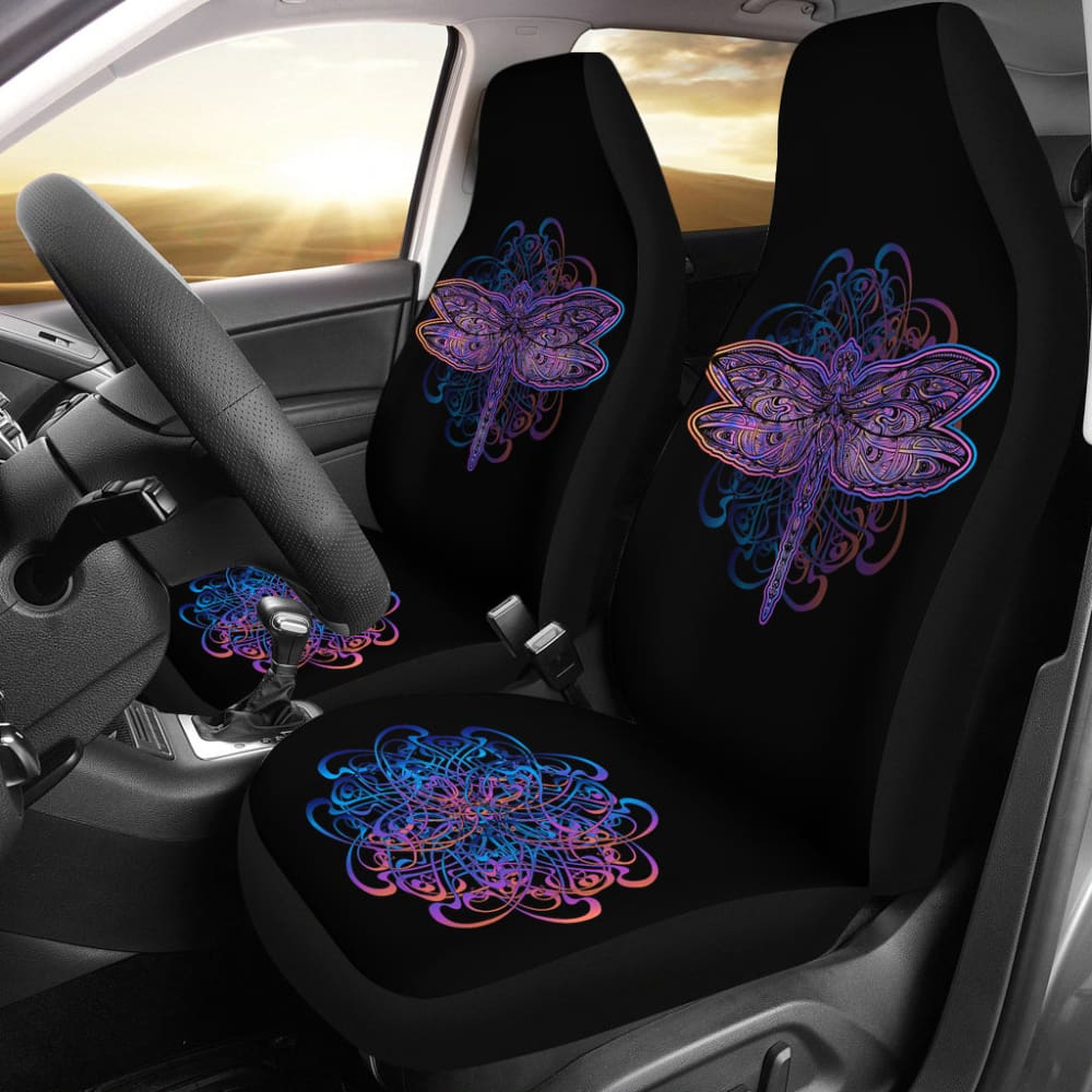 Premium Mandala Dragonfly Car Seat Covers - Breathable Universal Fit for Cars, Trucks & SUVs - Boho Chic Interior Decor for Road Trips & Daily Commute