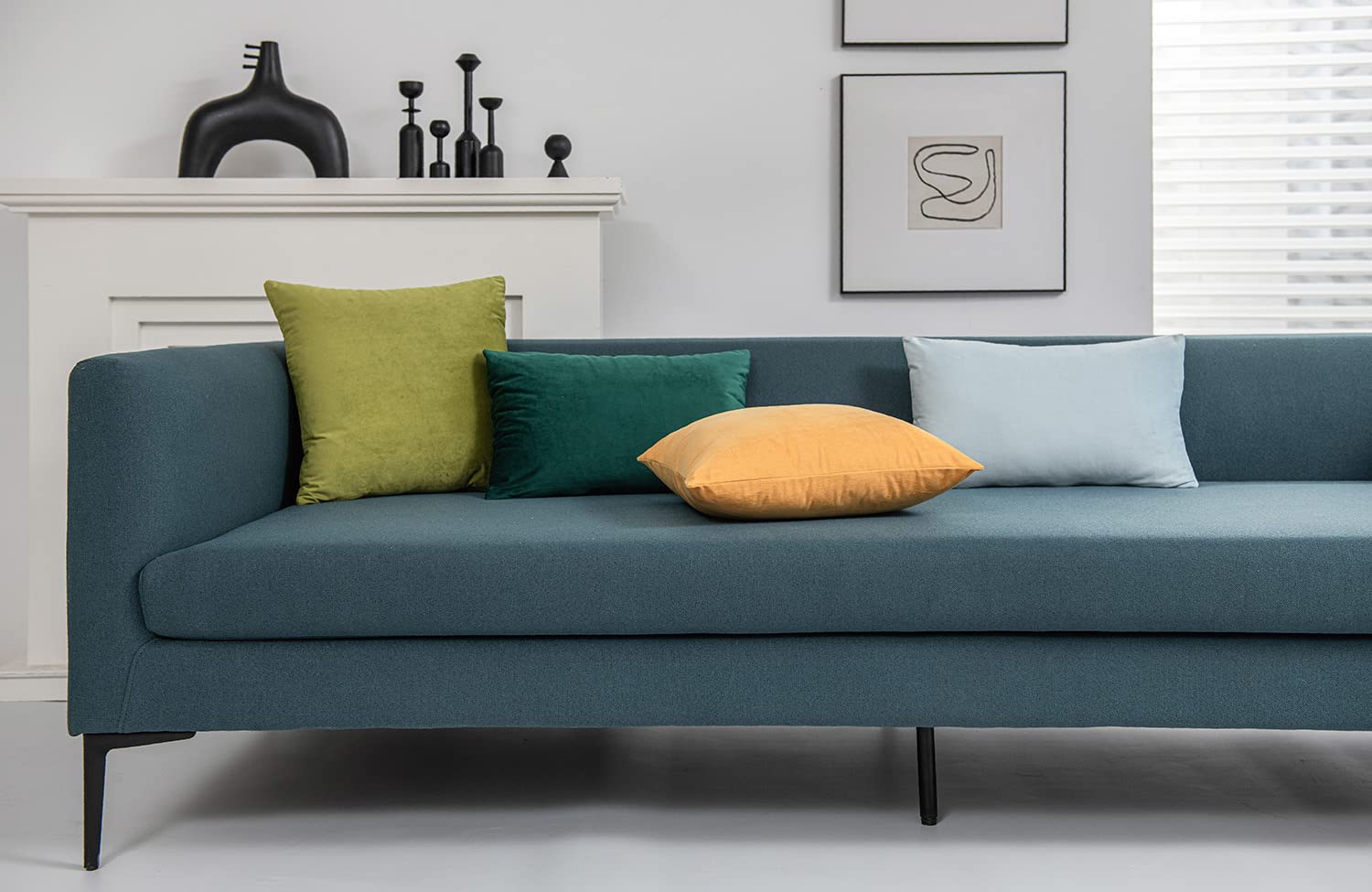 DEZENE 26x26 Inch Euro Pillow Covers Set of 2 - Soft Velvet Square Throw Pillow Cases for Couch, Sofa & Living Room - Oversized Decorative Pillow Shams in Chartreuse Green - Perfect for Home Decor, Cozy Reading Nook & Accent Pillows