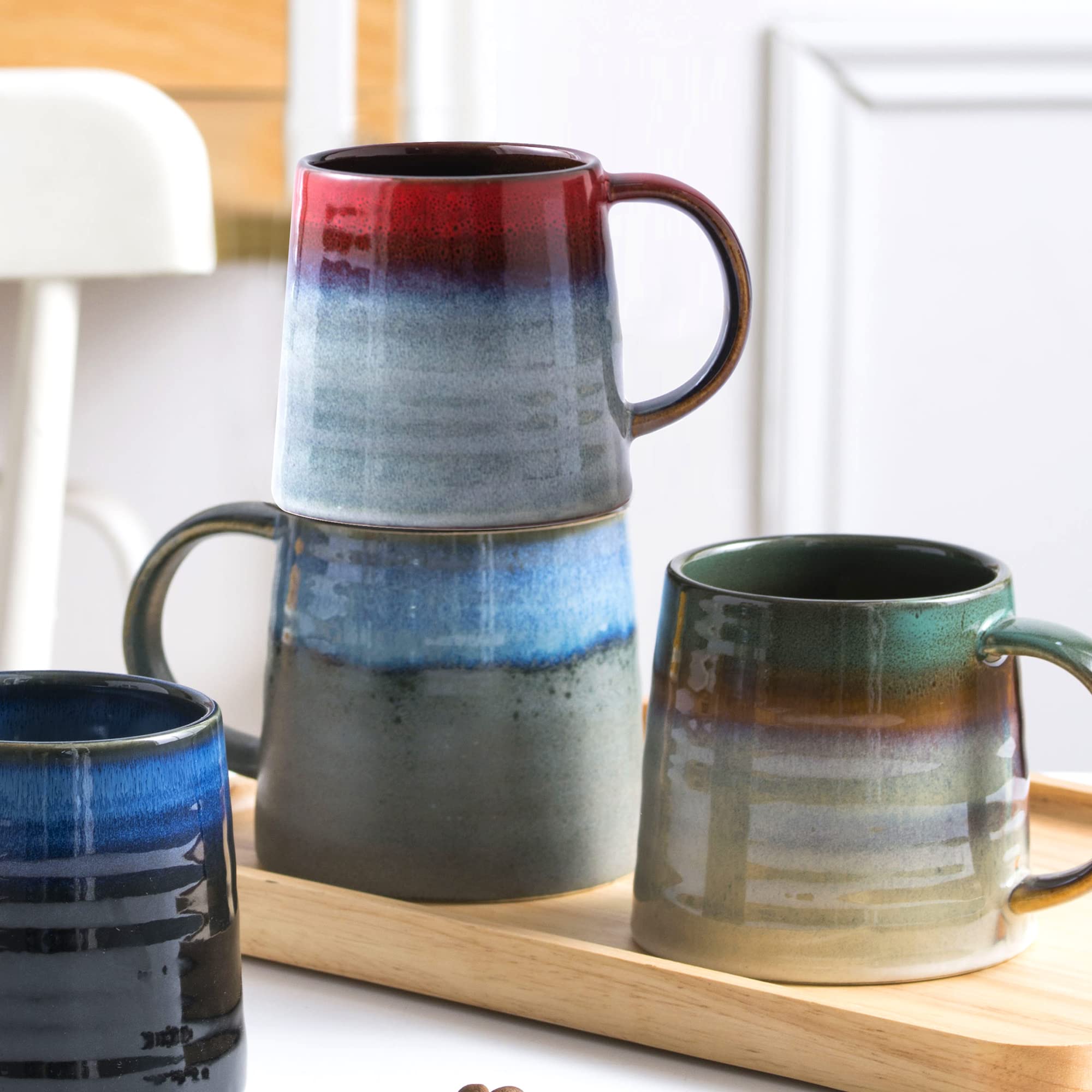 Large 16 oz Handmade Ceramic Coffee Mug & Tea Cup with Handle - Dishwasher & Microwave Safe for Office, Home, or Gifts - Blue Grey - Perfect for Morning Coffee, Afternoon Tea, and Cozy Relaxation