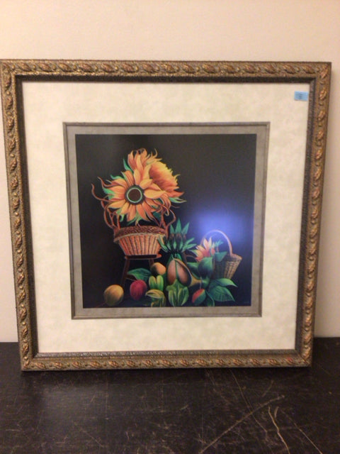 30 1/4 Squared Hector Fuentes Rising Sunflower Print with COA - Vibrant Wall Art for Living Room, Bedroom & Office Decor