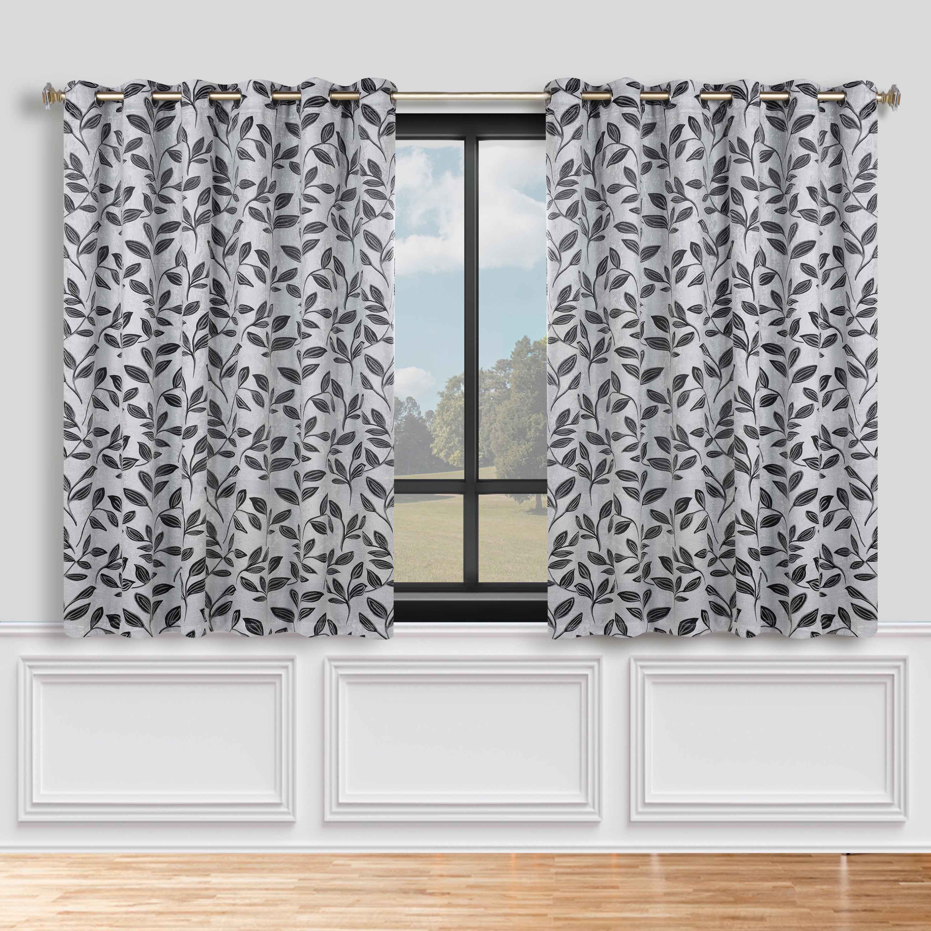 Leaves Grommet Blackout Curtains Set of 2 - Thermal Insulated Room Darkening Drapes for Bedroom & Living Room - Noise Reducing Window Treatment for Home Decor