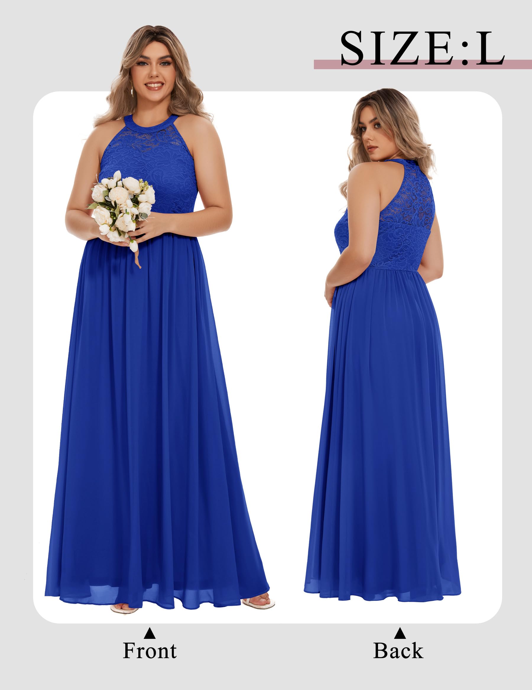 Wedtrend Women's Formal Halter Long Prom Dress - Floral Lace Bridesmaid Gown for Evening Parties, Weddings & Special Occasions