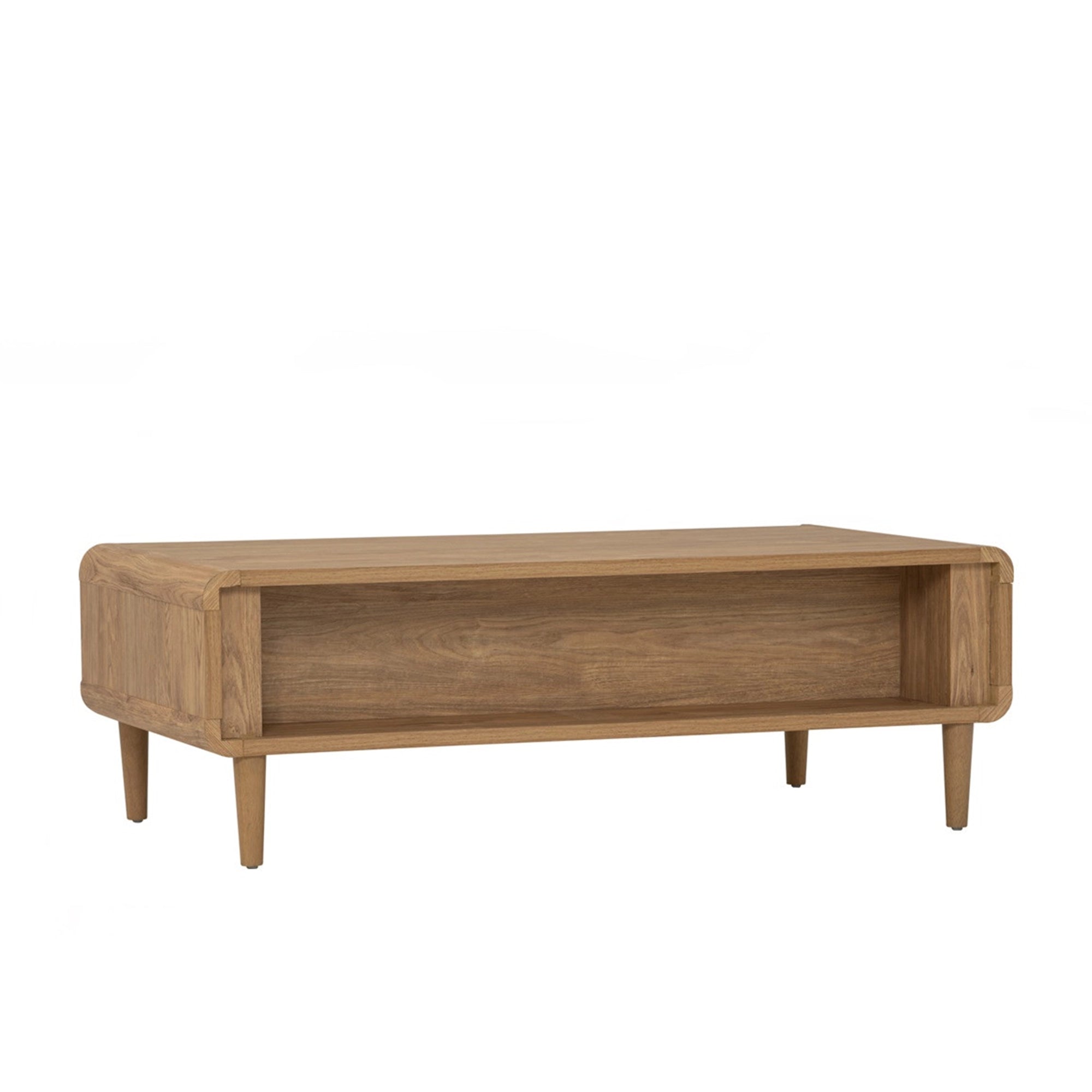 Modern Sora Coffee Table - Mid Century Style Wooden Living Room Table with Storage Shelf - Perfect for Small Spaces, Apartments & Home Decor