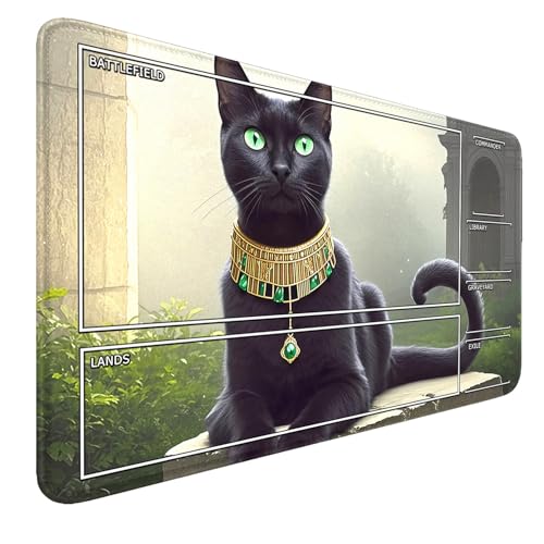 Black Cat Stitched Edges Playmat With Zones