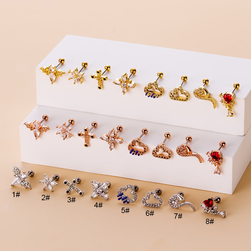 20G Cartilage Earring Stud Bat Piercings Cloud Rain Helix Studs - Hypoallergenic Stainless Steel Ear Jewelry for Tragus, Helix, Conch Piercings | Perfect for Everyday Wear, Parties & Alternative Fashion