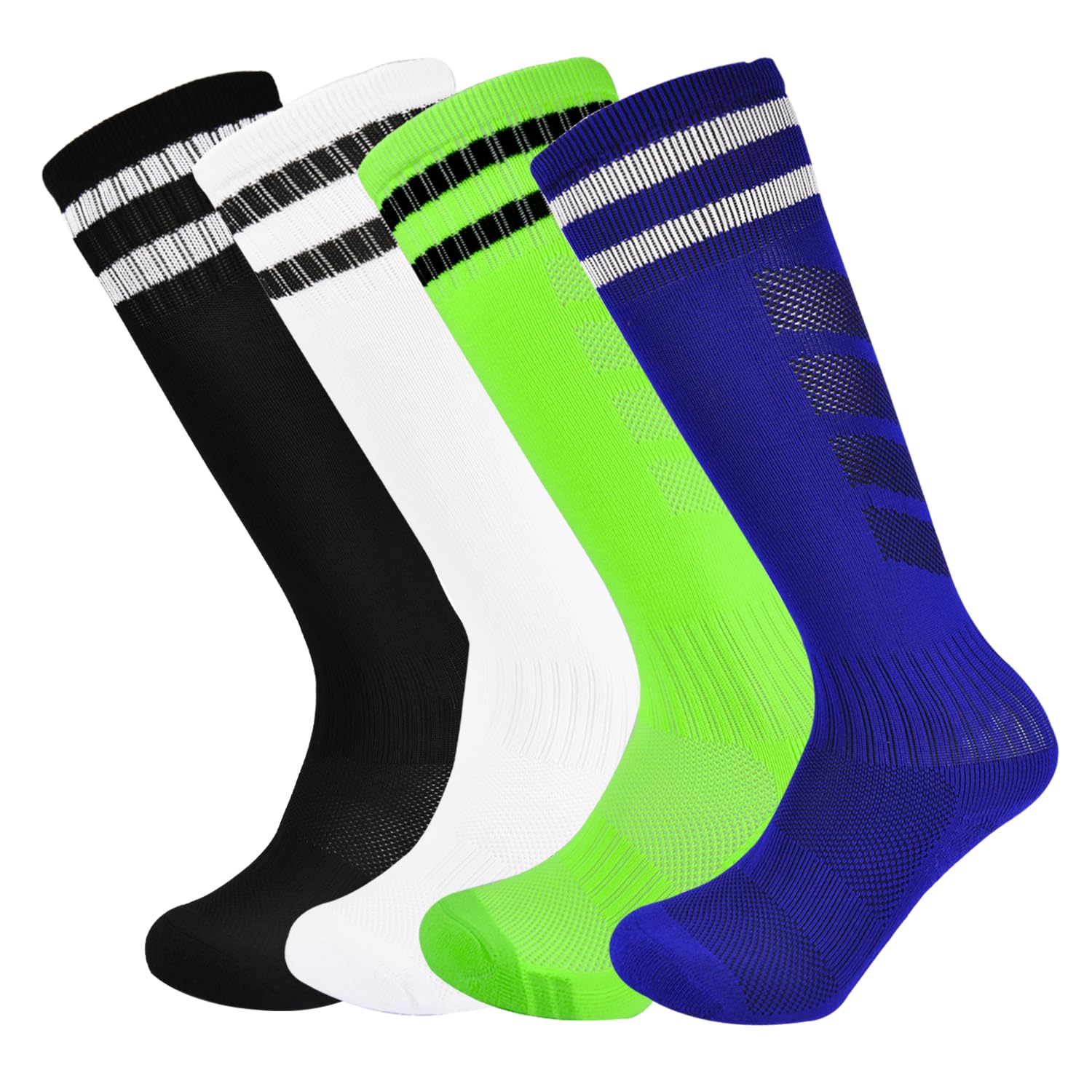 Marchare Boys Soccer Socks - Toddler Athletic Knee High Socks with Stripes for Boys & Girls - Perfect for Football, Soccer & Sports Training