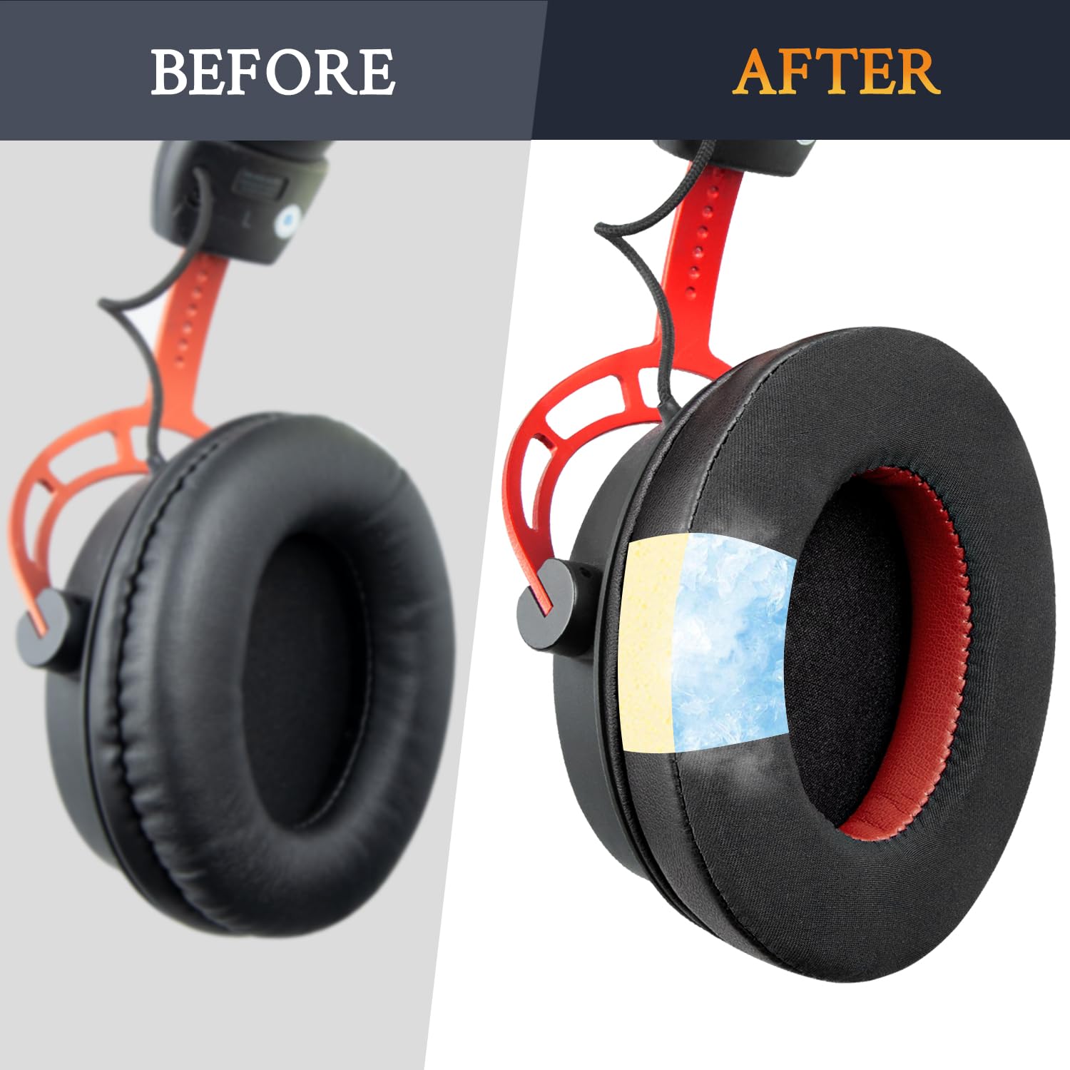SOULWIT Cooling Gel Replacement Earpads for HyperX Cloud Series (1/2/3/Pro/Core/Alpha/Alpha S/Alpha Pro/Flight/Flight S/Stinger/Stinger S) - Breathable Memory Foam Cushions - Black - Perfect for Gaming, Streaming & Long Wear Comfort