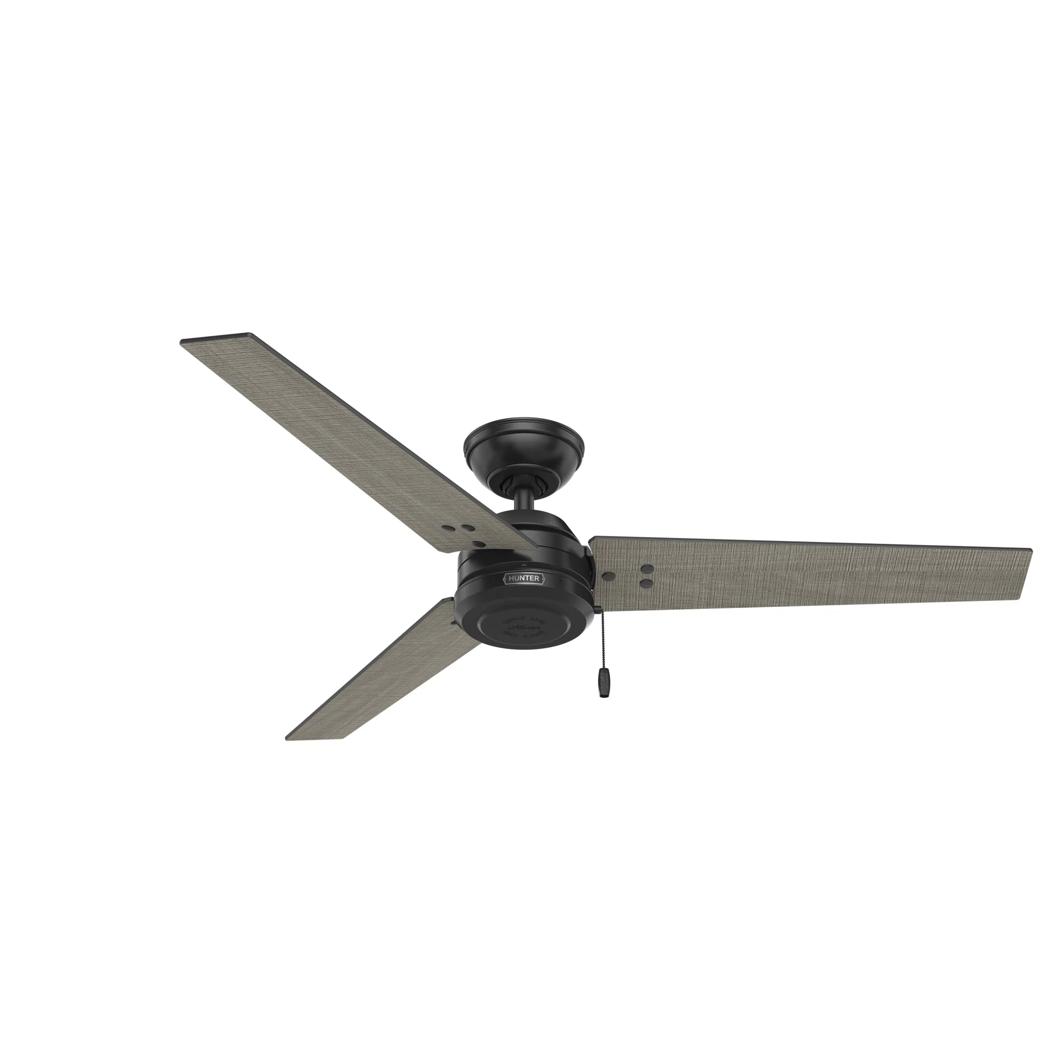 Hunter 52 Inch Cassius Matte Black Outdoor Ceiling Fan with LED Light - Damp Rated for Patio, Porch, Deck & Backyard - Energy Efficient & Quiet DC Motor - Modern Matte Black Finish