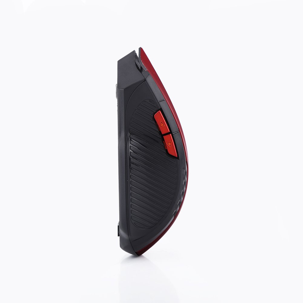 Sanpyl 2.4Ghz Wireless Gaming Mouse - Mini Portable Optical Mouse with USB Receiver, 6 Programmable Buttons for PC Laptop (Red) - Perfect for Office Work, Gaming & Travel