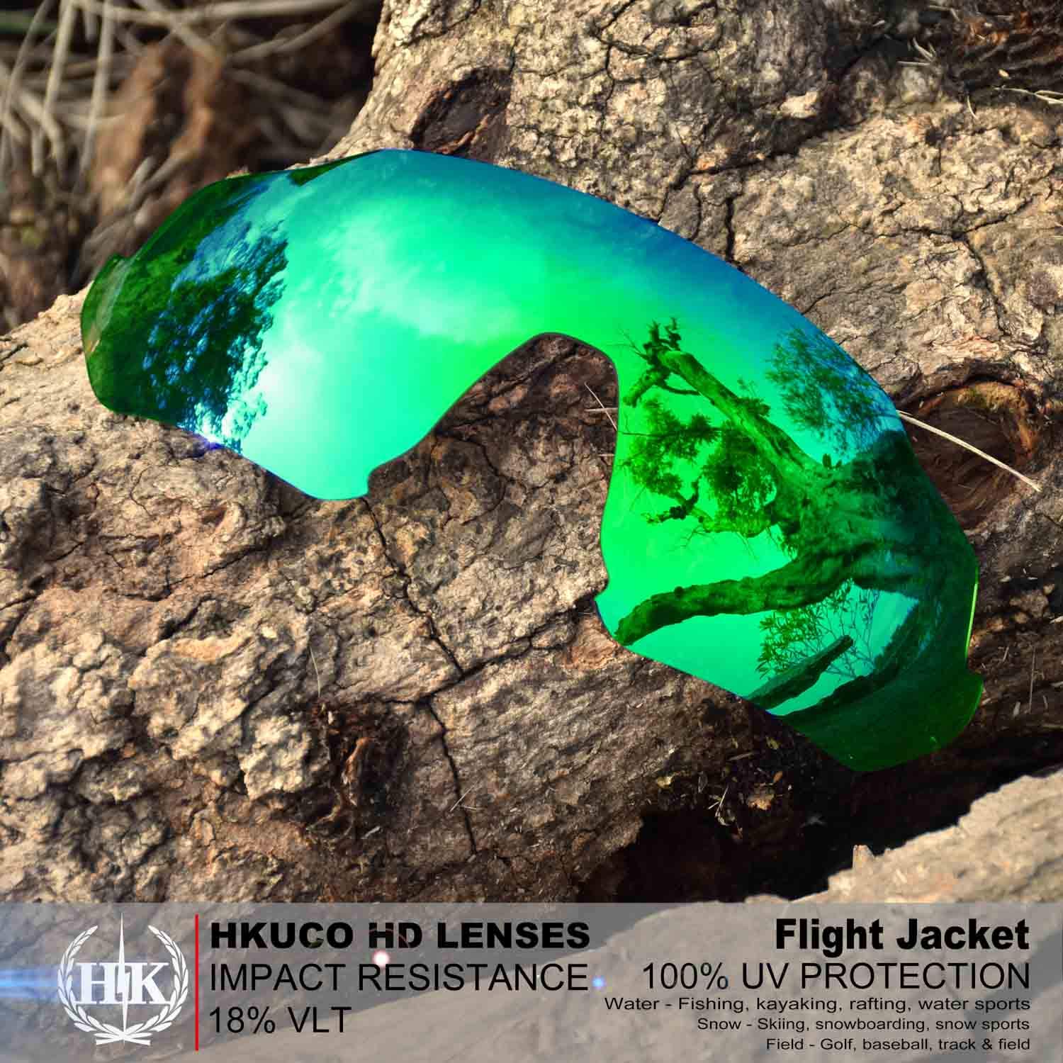 HKUCO Replacement Lenses for Oakley Flight Jacket Sunglasses - UV Protection Polarized Lenses - Perfect for Running, Cycling & Outdoor Sports