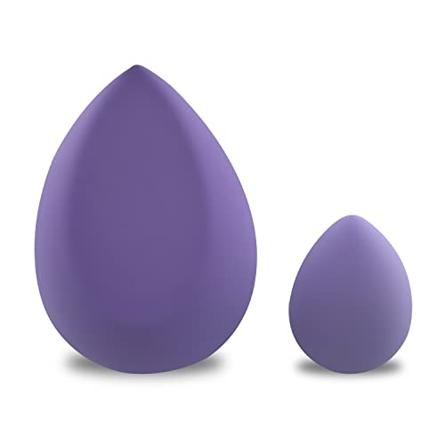 **GIRLSKART 2-Pack Makeup Sponge Set - Latex-Free Vegan Beauty Blender for Liquid & Cream Foundation - Soft & Blendable Face Sponge (Purple) - Perfect for Flawless Makeup Application & On-the-Go Touch-Ups**