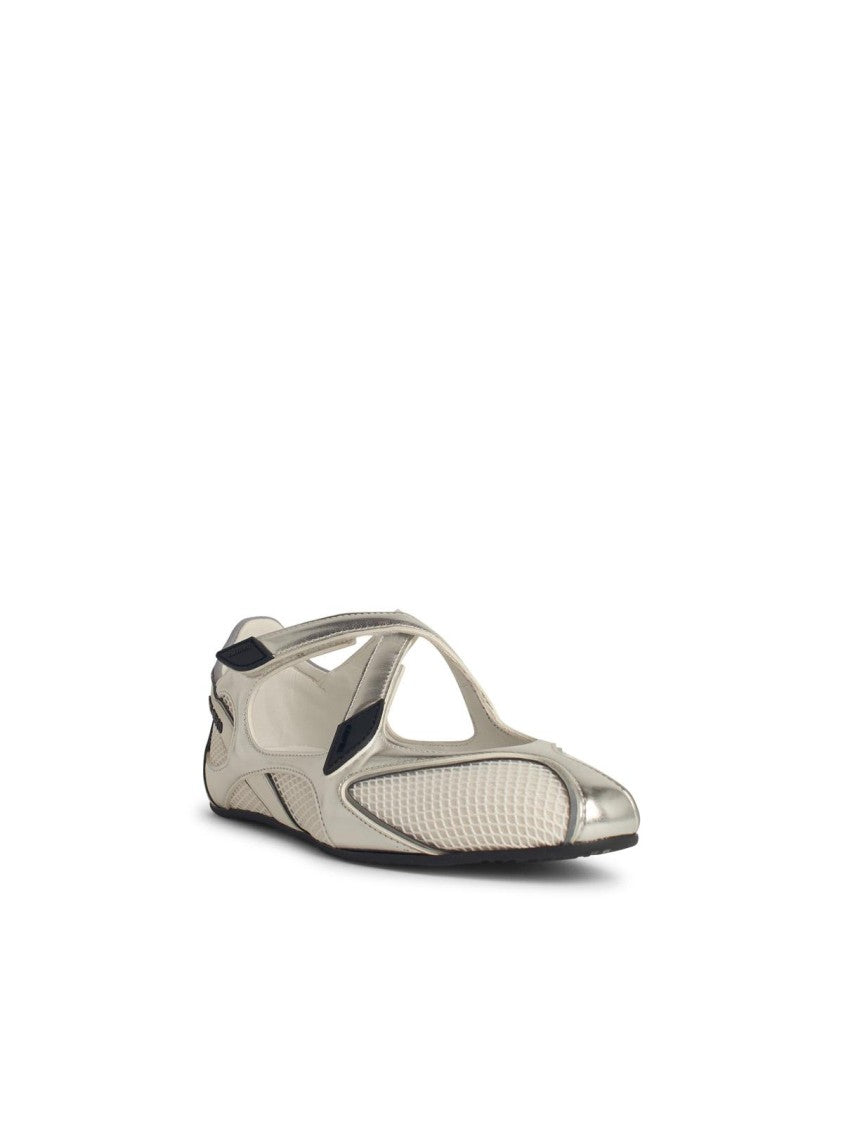 Nomad Silver Ballet Flats - Comfortable Fabric Blend Shoes for Women | Perfect for Work, Travel & Casual Wear