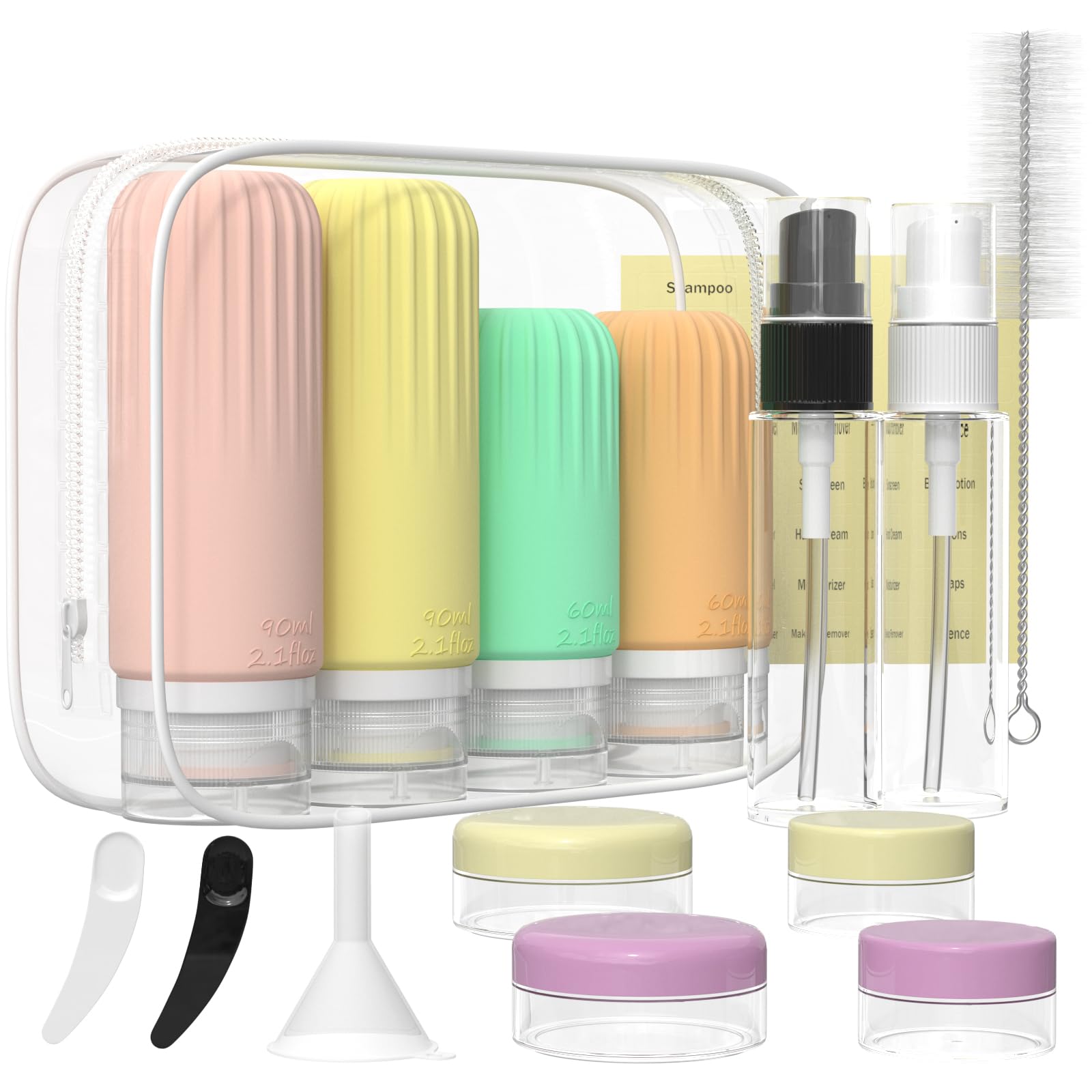 16 Pack TSA Approved Travel Bottles Set - BPA Free Leakproof Silicone Toiletry Containers for Shampoo, Conditioner, Lotion & Body Wash | Perfect for Air Travel, Gym, Camping & Vacation Essentials