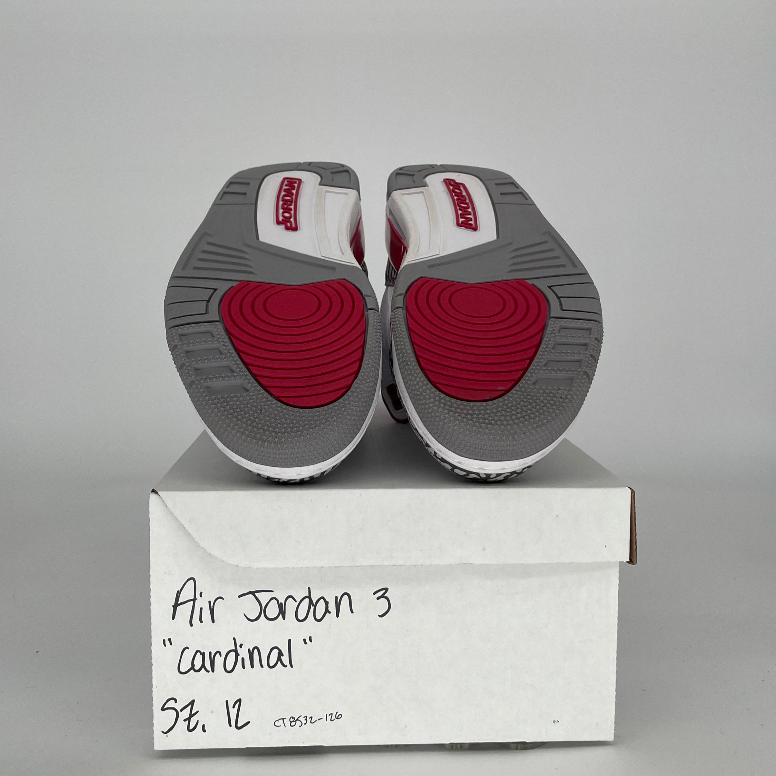 AIR JORDAN 3 Cardinal Red Retro Basketball Shoes Men's Size 12 (CT8532-126) - Perfect for Sneaker Collectors & Streetwear Fashion