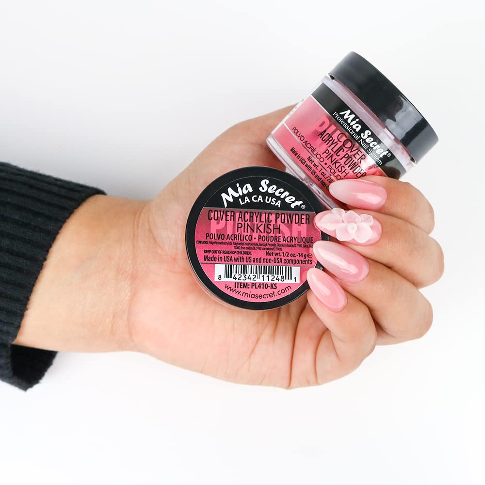 Mia Secret COVER PINKISH Acrylic Nail Powder 1oz - Professional Nail Extension & Repair Kit for Salon & Home Manicure