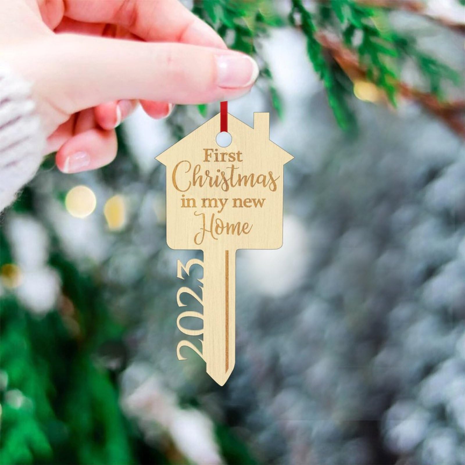 2021 First Christmas in My New Home Wooden Ornament - Personalized Housewarming Gift for New Homeowners - Perfect for Christmas Tree Decor & Holiday Home Celebration