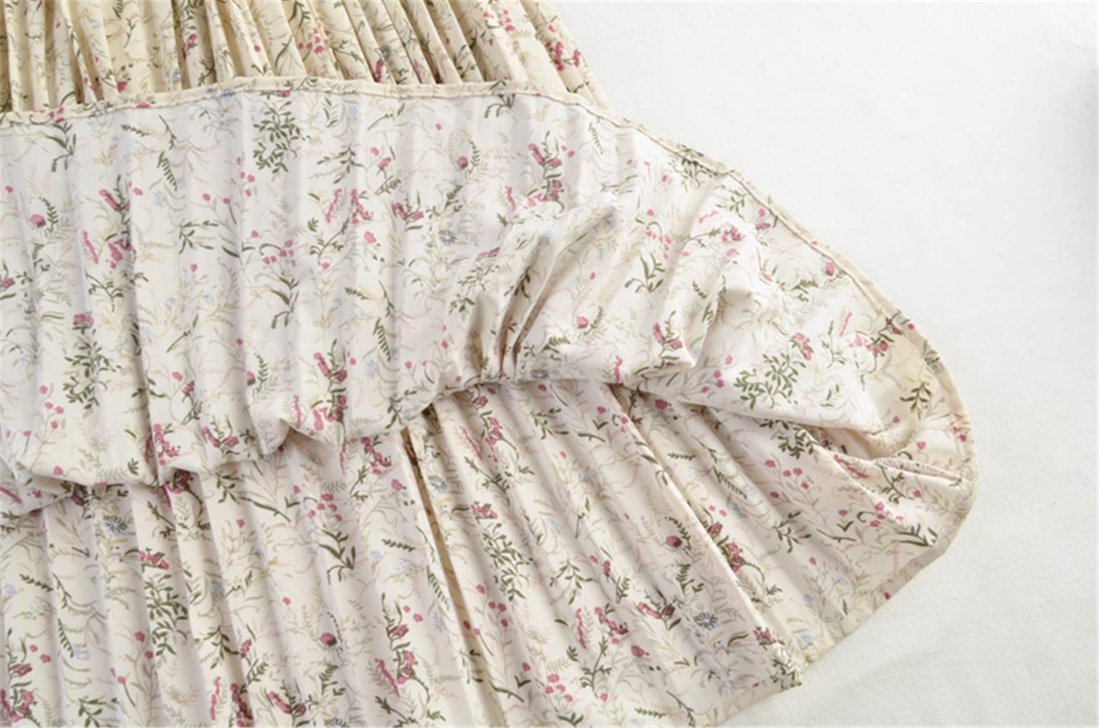 Floral Print Tulle Pleated Maxi Skirt for Women - High Waist Chiffon A-Line Skirt with Loose Fit | Perfect for Summer, Weddings, Beach Vacations & Boho Outfits