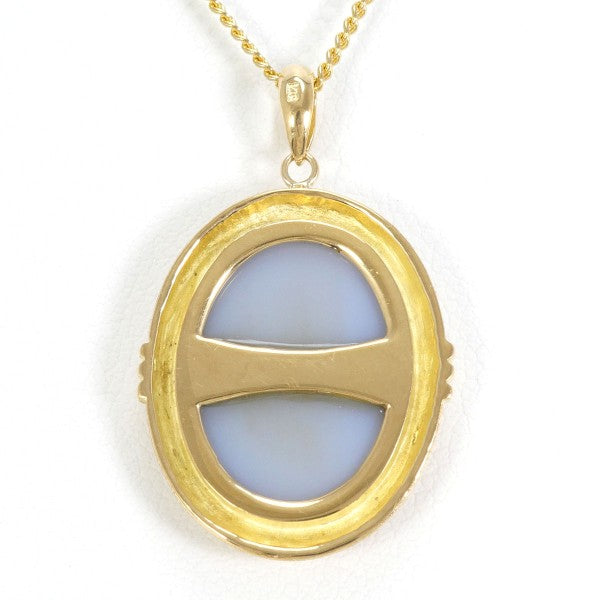 18K Yellow Gold Cameo Necklace with Genuine Stone - Elegant Vintage Jewelry for Women, Perfect for Weddings, Anniversaries & Special Occasions