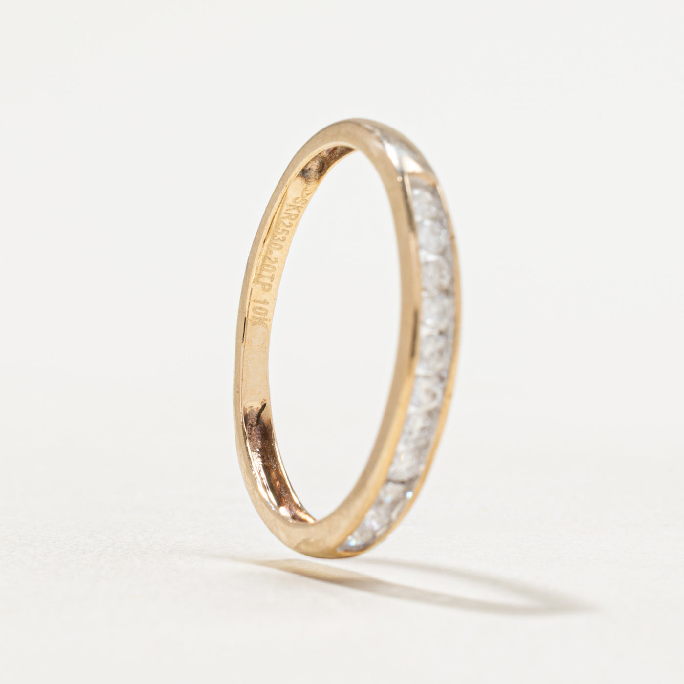 Channel Set Semi Eternity Diamond Band Ring - 0.20ctw Round Cut Diamond Wedding Band, Size 6.5 - Perfect for Anniversary Gifts, Engagement Rings & Bridal Jewelry