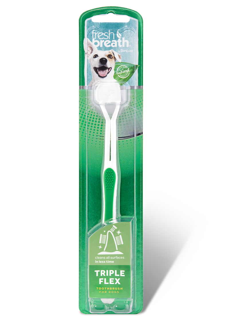 TropiClean Fresh Breath Triple Flex Toothbrush for Small Dogs - Gentle Dental Care for Puppies & Toy Breeds - Perfect for Daily Teeth Cleaning at Home