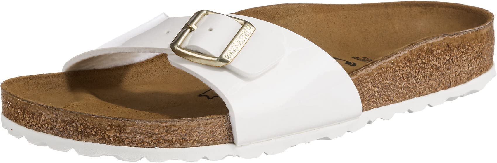 Birkenstock Madrid Unisex Sandals - White Birko-Flor Patent Leather | Comfortable Slip-On Sandals for Men & Women | Perfect for Beach, Pool & Summer Outfits