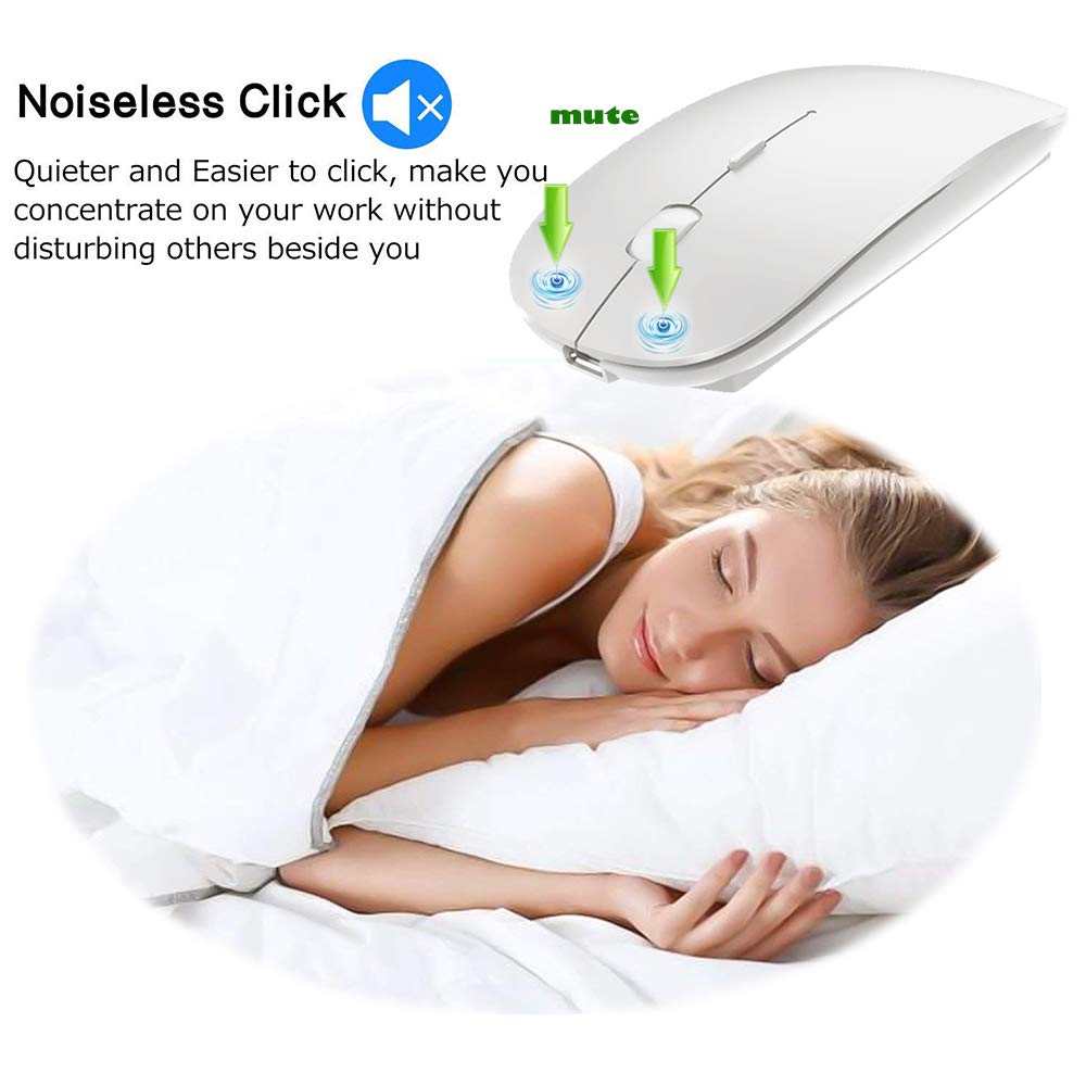 Wireless Bluetooth Mouse for MacBook, Laptop, PC, iPad & Chromebook - Compatible with MacBook Air/Pro - Ergonomic Portable Computer Mouse (White) - Perfect for Office, Travel & Remote Work