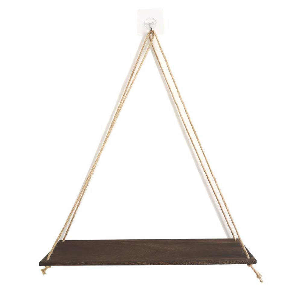 Hanging Plant Stand - Wooden Flower Pot Rack with Cotton Rope for Indoor Plants | Wall Mounted Planter Shelf for Home Decor, Kitchen Herb Garden & Balcony Display