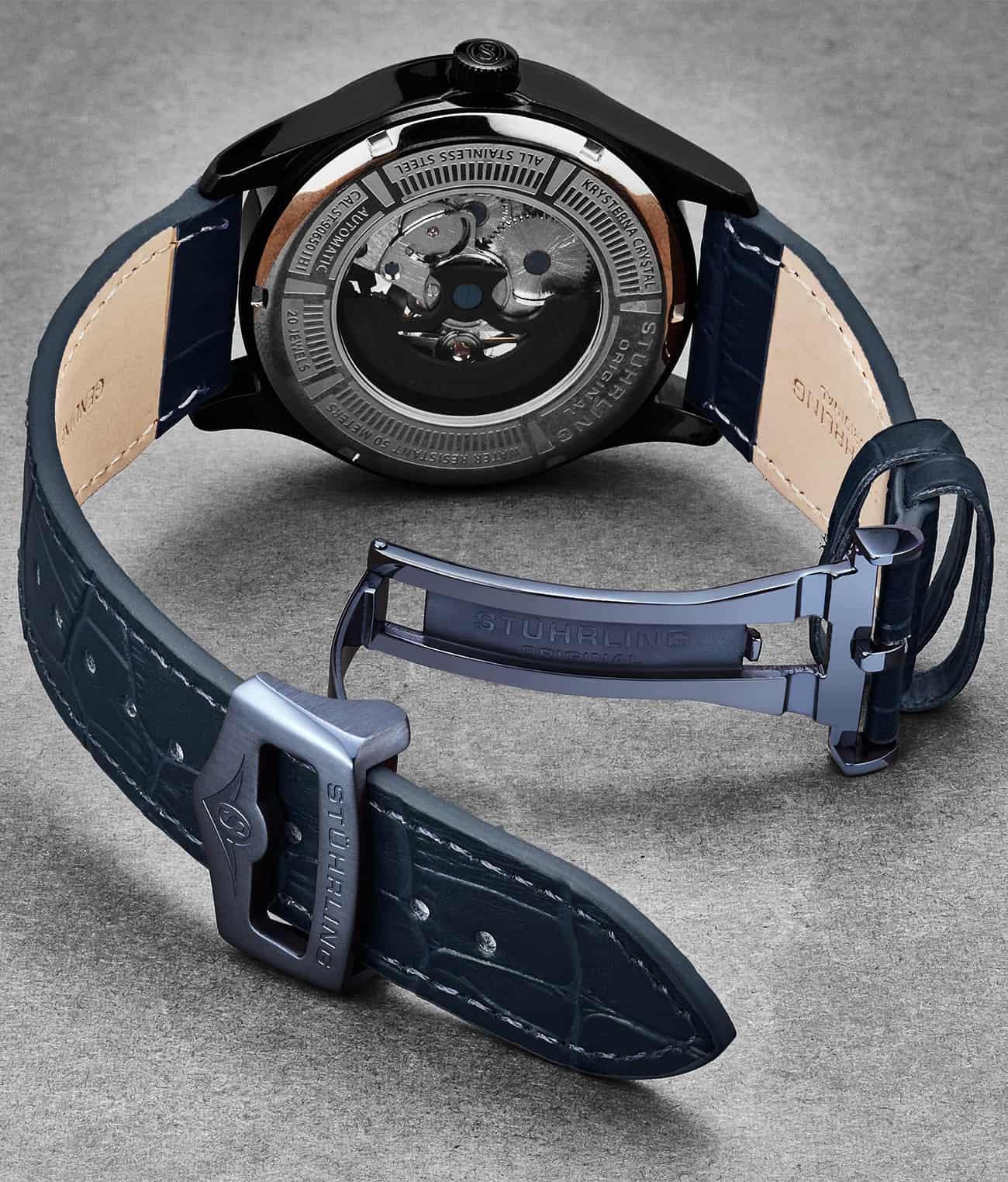 22mm Genuine Leather Watch Strap with Stainless Steel Deployant Buckle - Compatible with Most Watches - Perfect for Dress, Business & Casual Wear