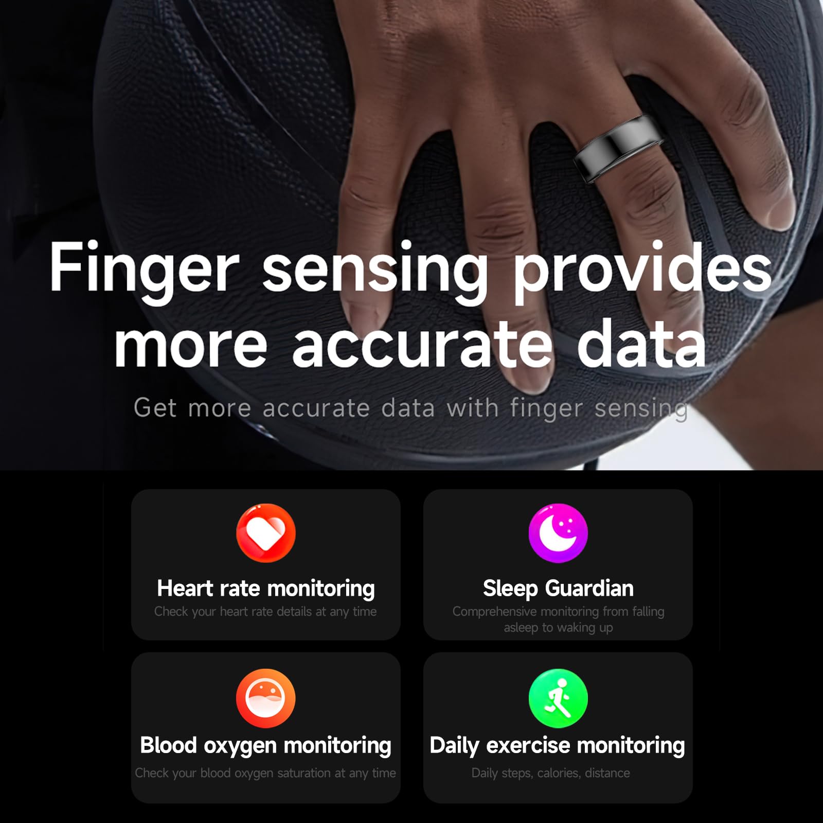 Smart Health Tracker Ring for Women & Men - Heart Rate Monitor, Blood Oxygen & Sleep Tracker, Step Counter, IP68 Waterproof Fitness Ring Compatible with iOS/Android (Gold, Size 11) - Perfect for Workouts, Sleep Analysis & Daily Activity Tracking