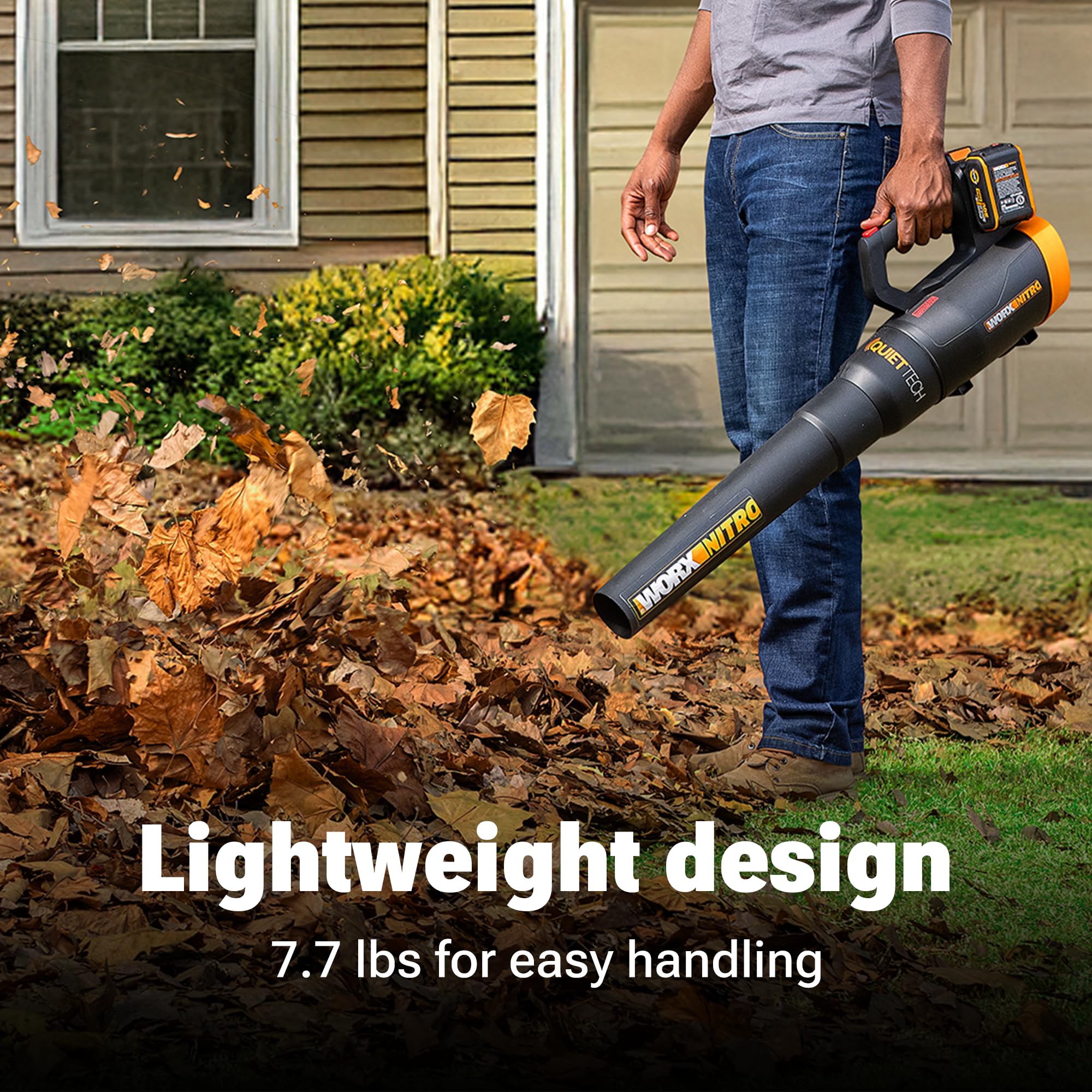 WORX WG581.1 40V Cordless Leaf Blower - 180 MPH, 530 CFM, Battery & Charger Included | Quiet Electric Blower for Lawn Care, Yard Cleanup & Driveway Clearing | PowerShare Compatible