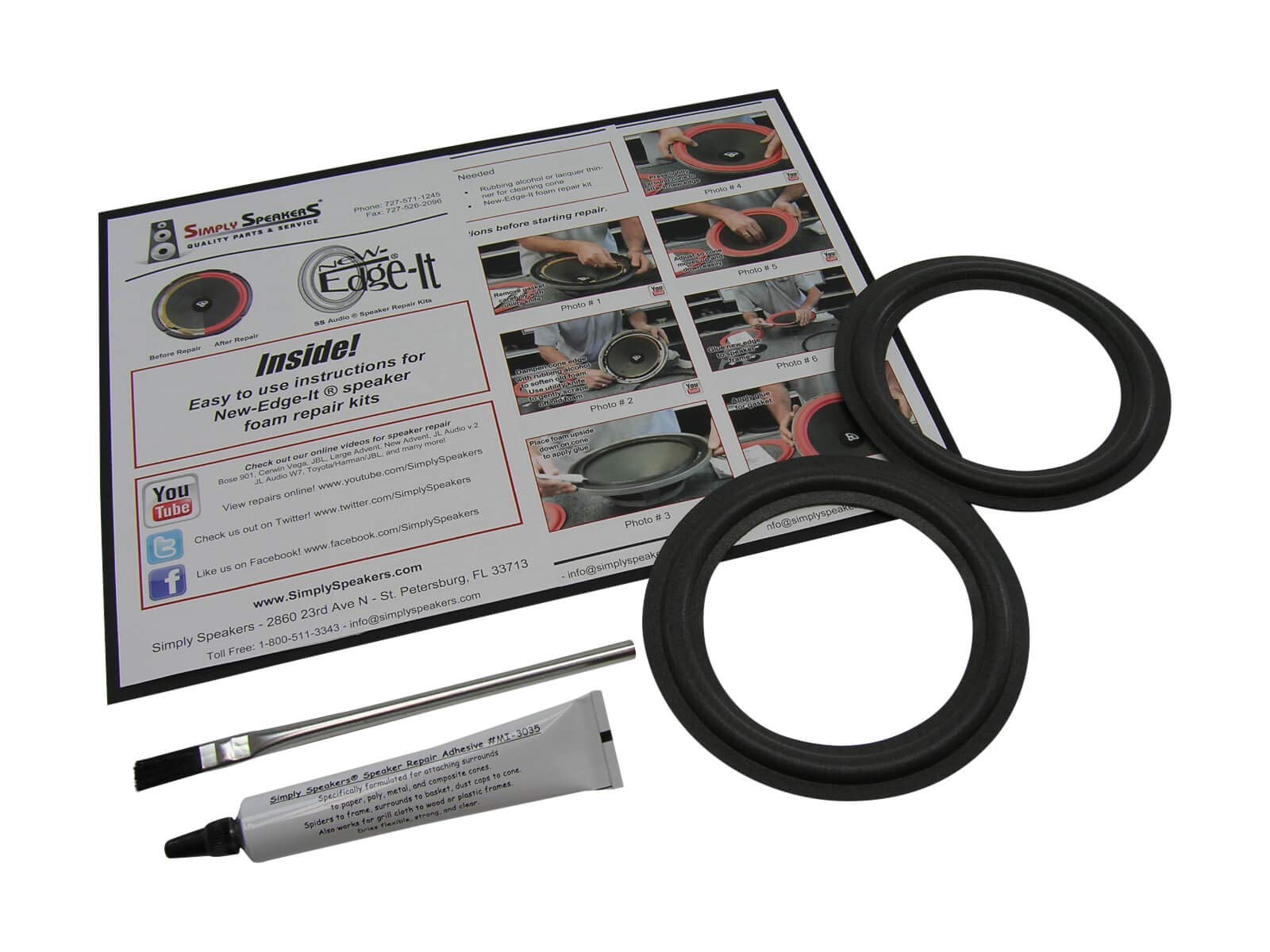 BSR 5 Inch Foam Speaker Repair Kit FSK-5L (Pair) - High-Quality Replacement for Home Audio and Car Sound Systems